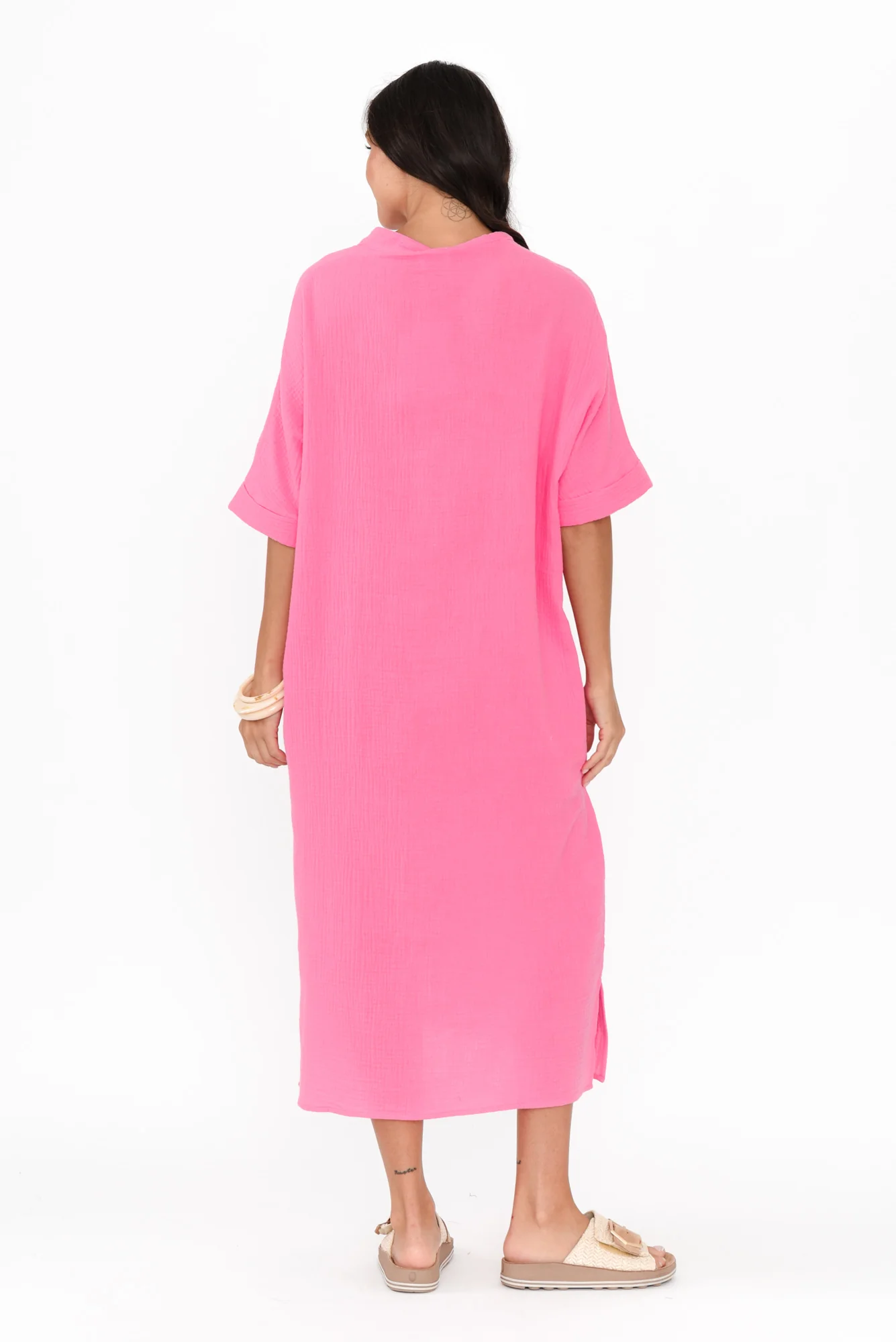 Juniper Pink Cotton Cheesecloth Dress