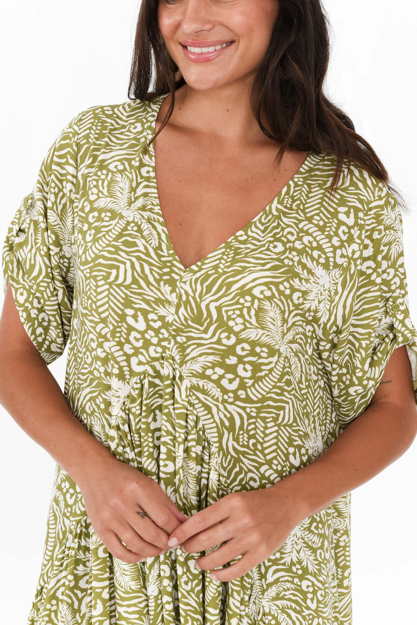 Green Palm Peak Maxi Dress