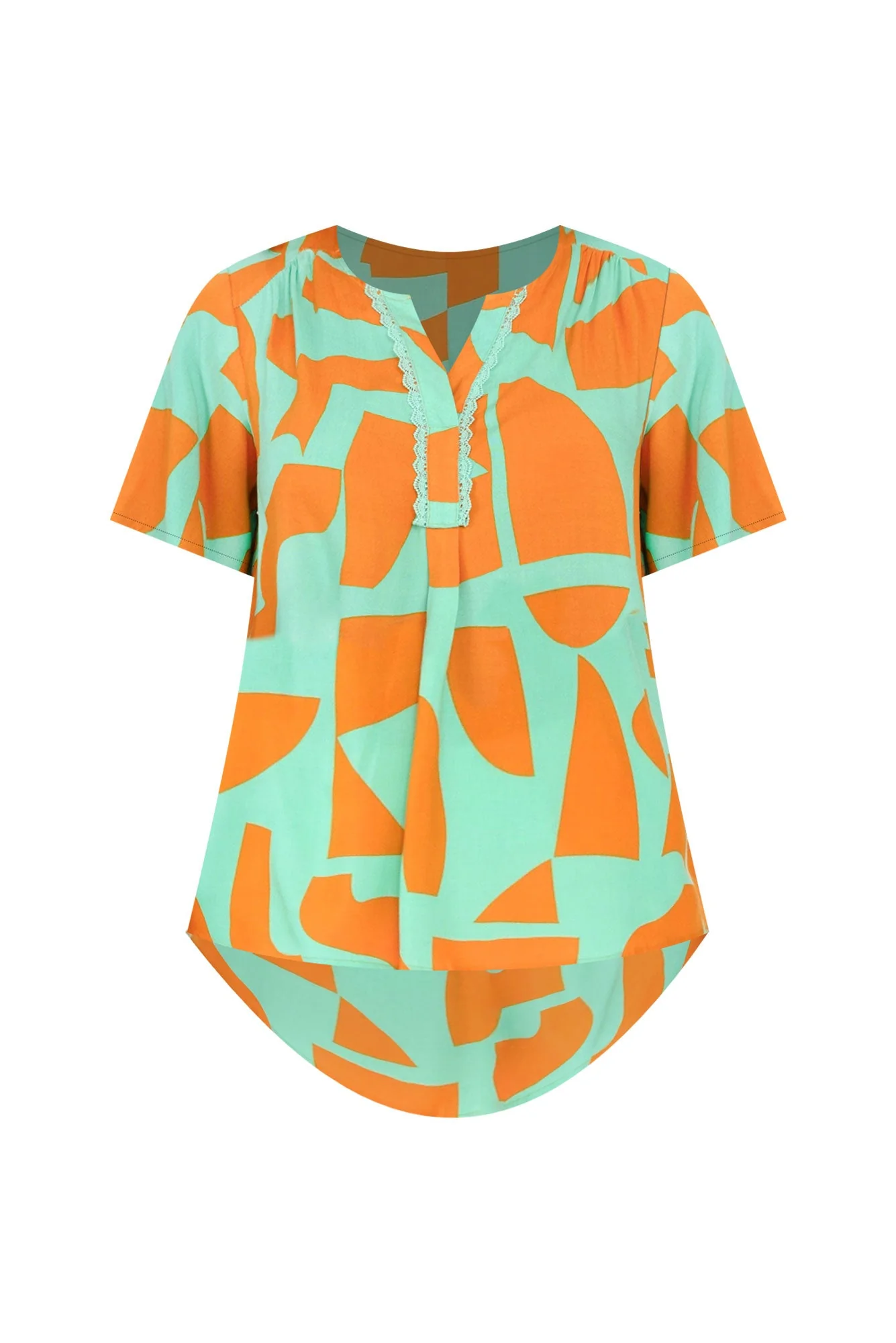 Adrina Teal Abstract Top