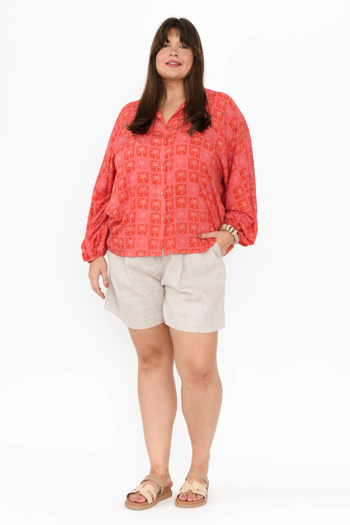 Clifton Pink Palm Collared Shirt