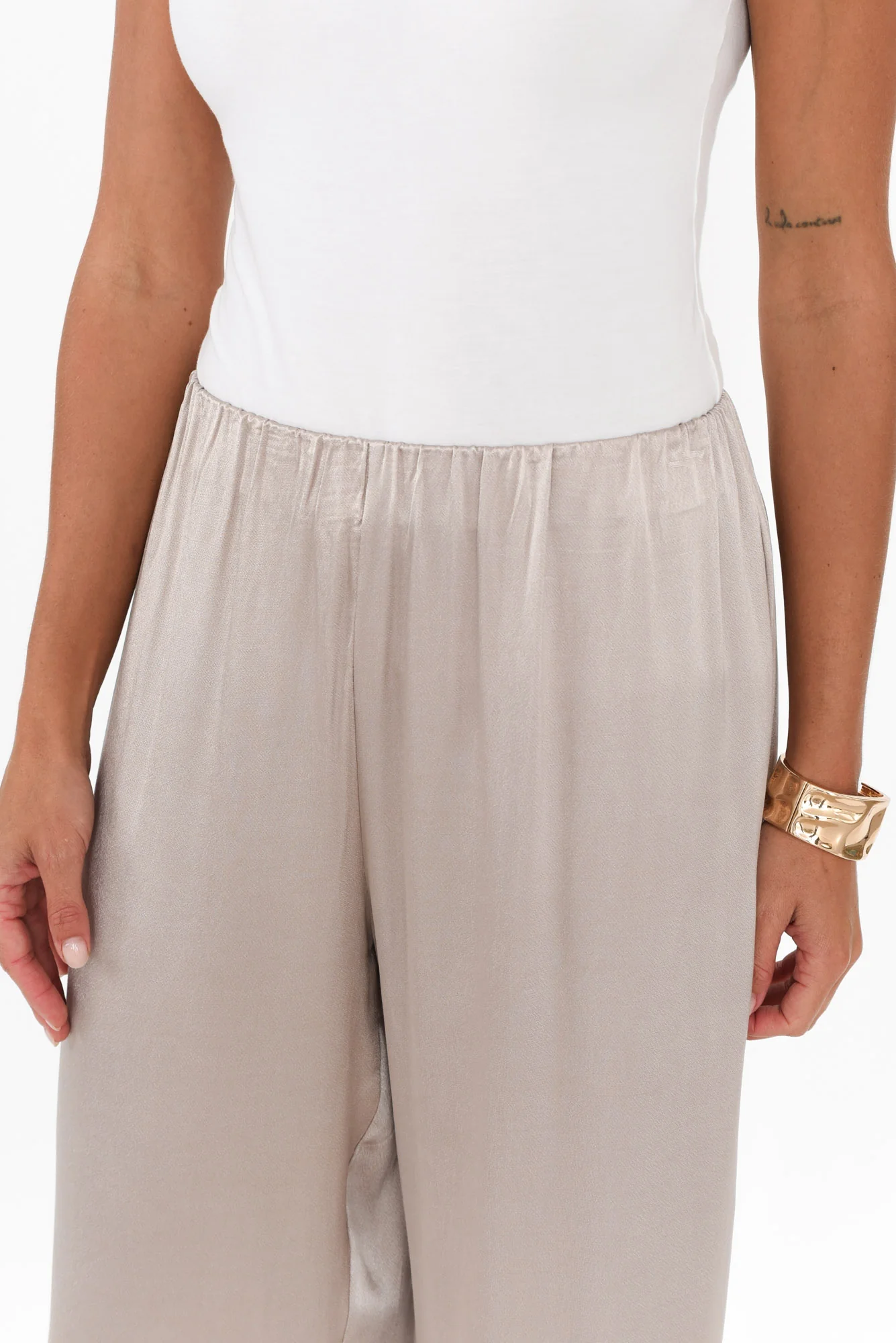 Athens Champagne Satin Pants