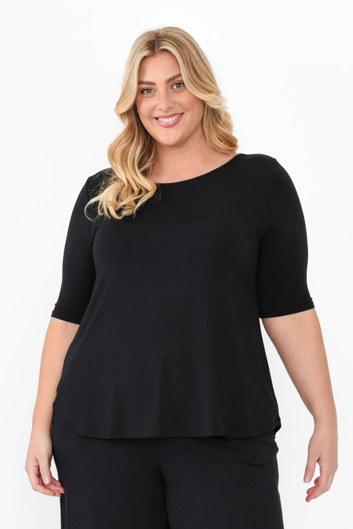 Buttery Black Half Sleeve Tee