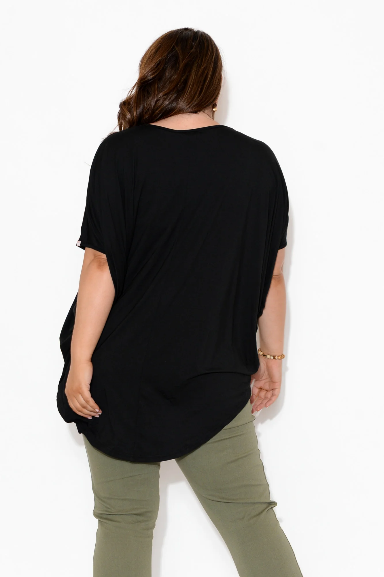 Emory Black Bamboo Hi Lo Batwing Top