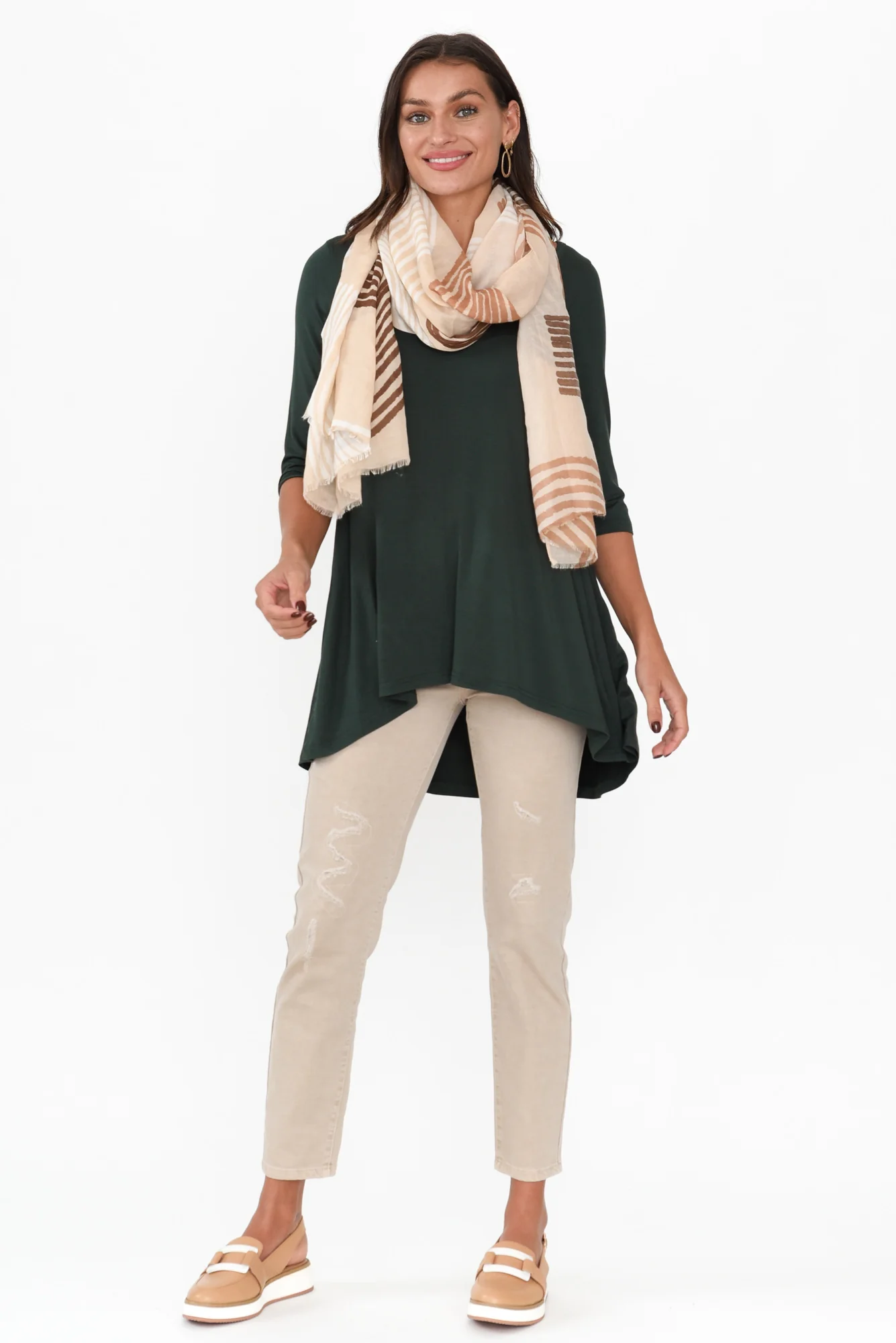 Dark Green Bamboo Hi Lo Hem Top