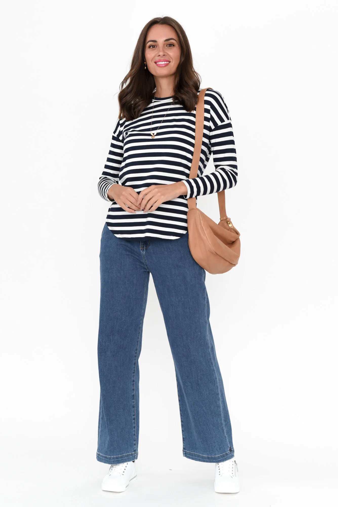 Jessie Blue Stripe Cotton Hi Lo Top