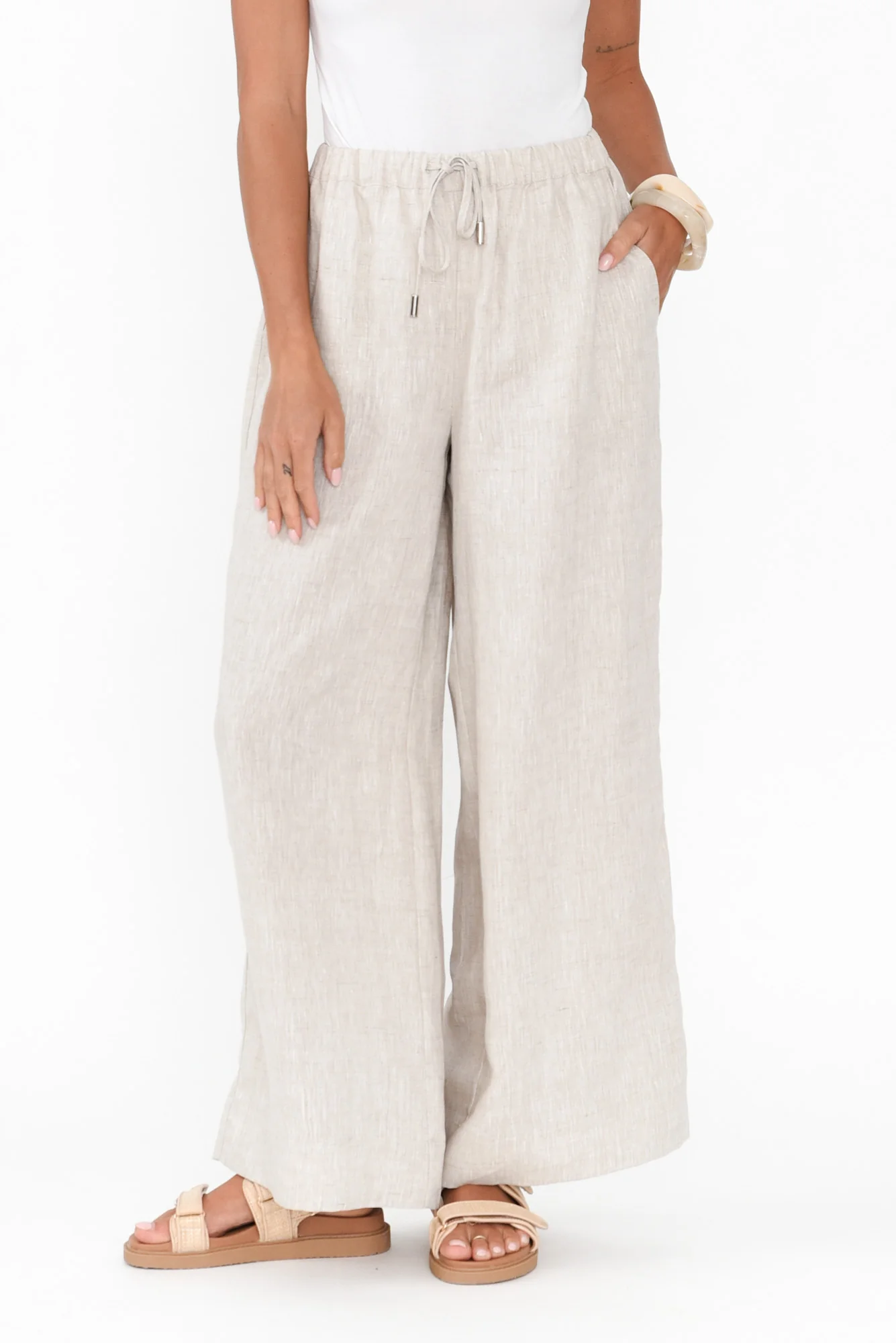 Jimmie Natural Linen Tie Pants