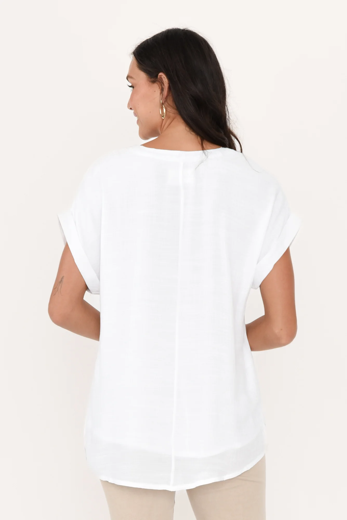 Miray White Button Top