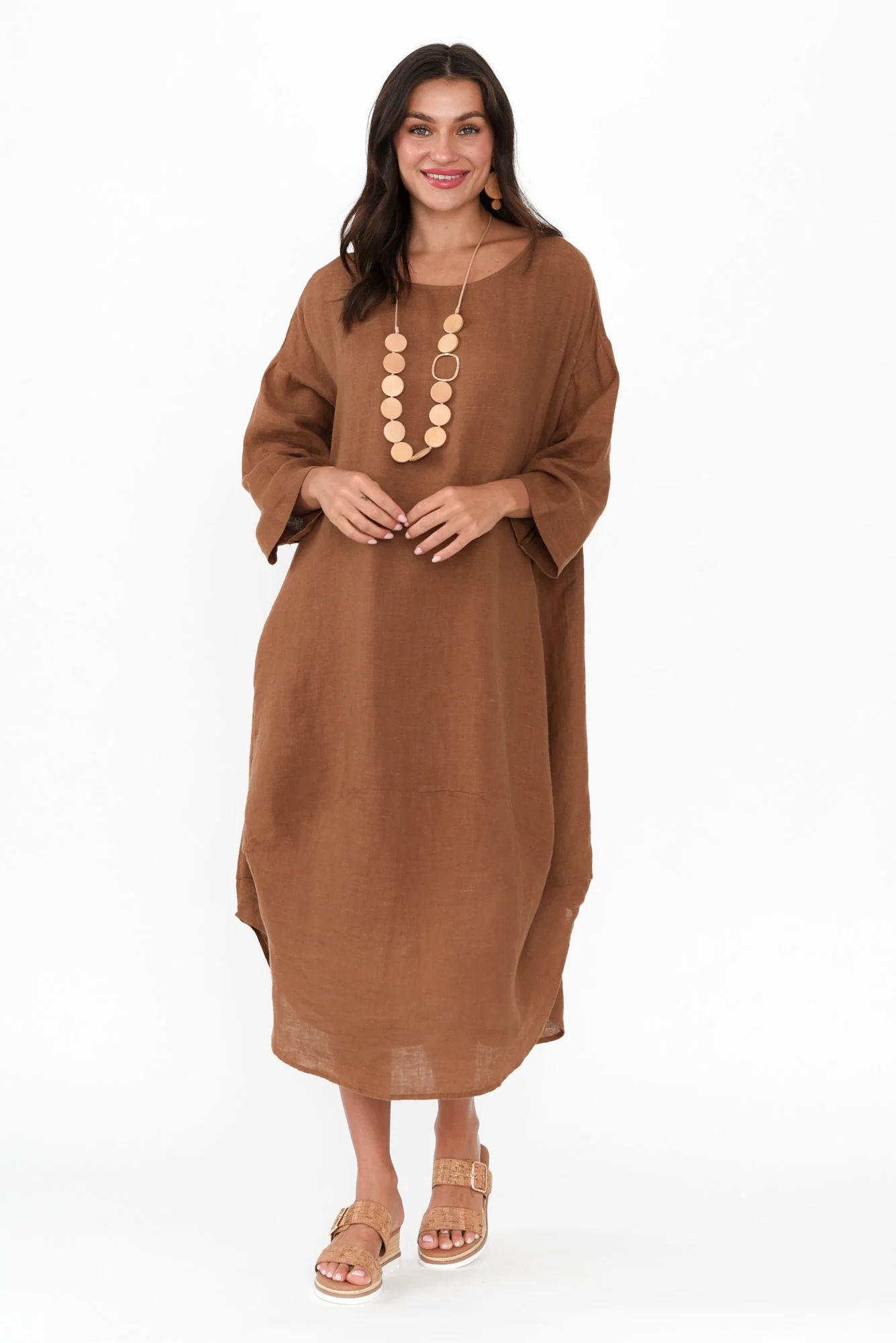 Kana Mocha Linen Dress