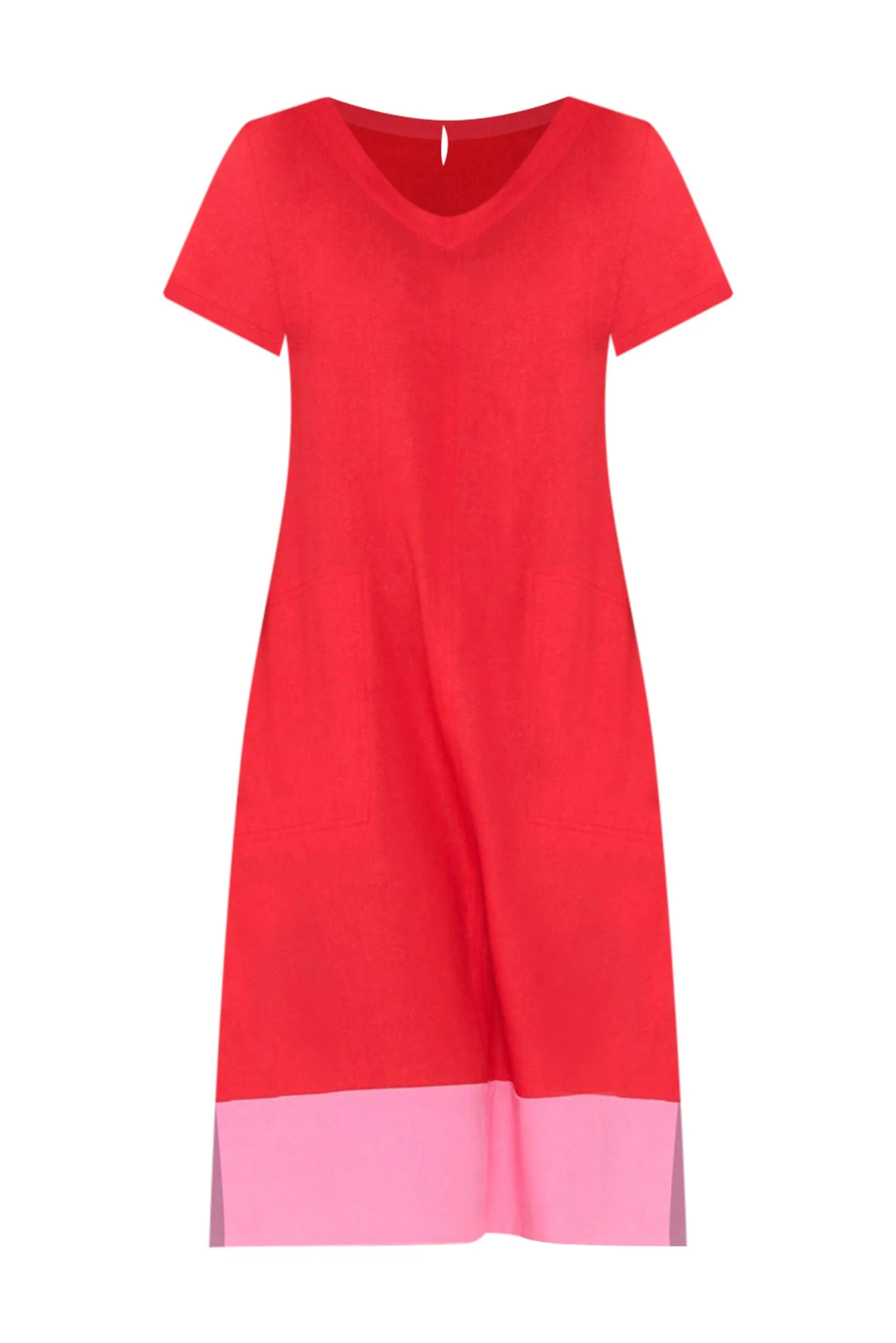 Elwood Red Splice Linen Blend Dress