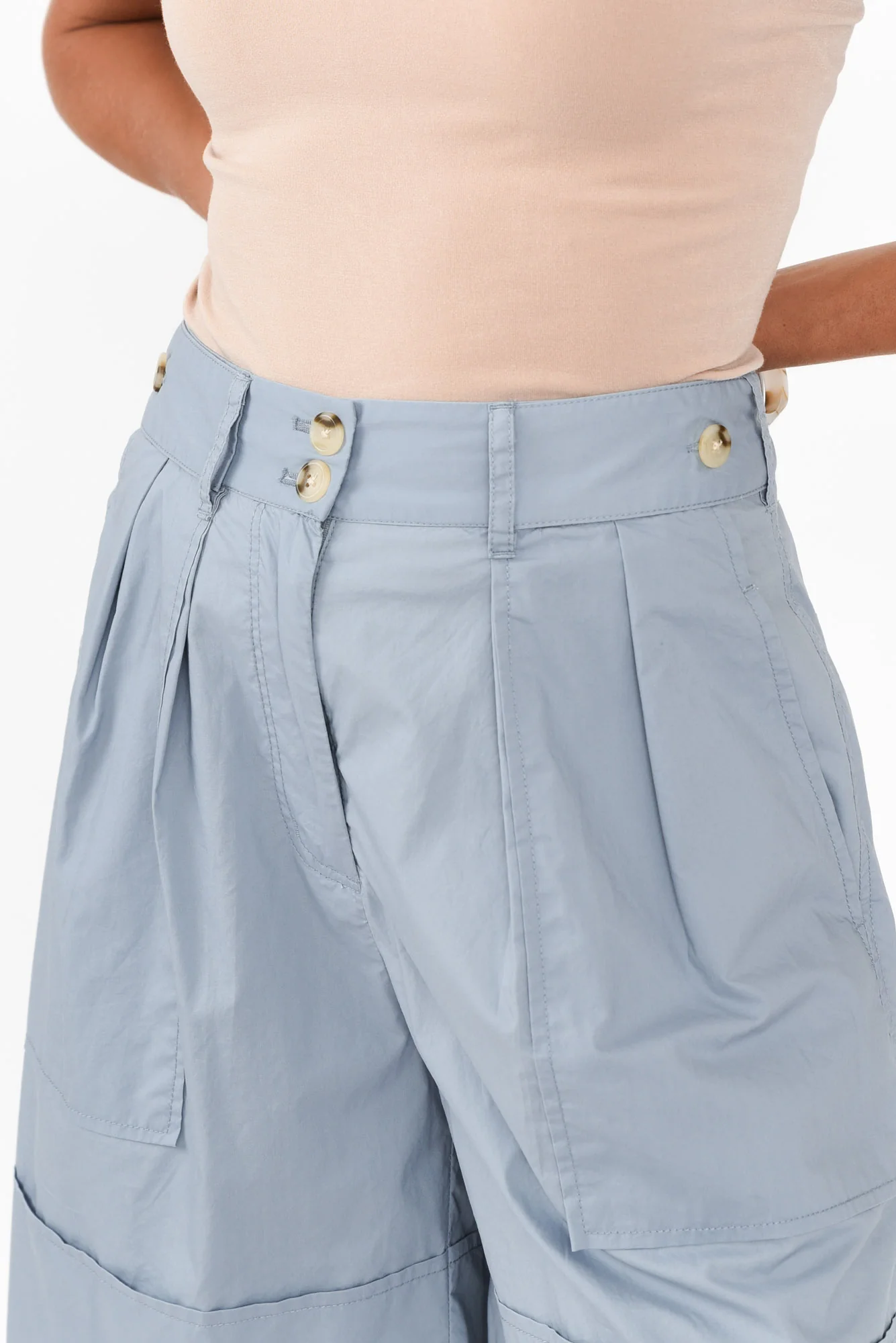 Harlyn Light Blue Cotton Shorts