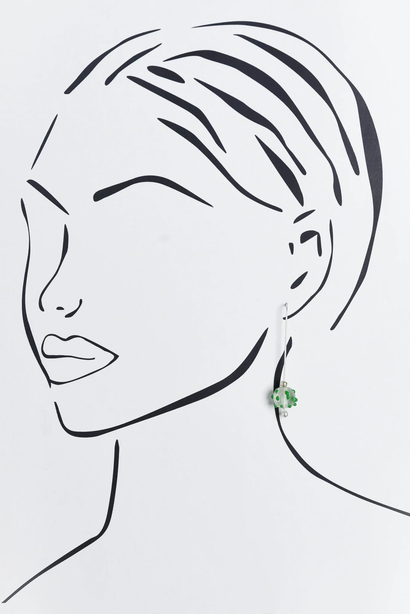 Anka Green Dot Glass Hook Earrings