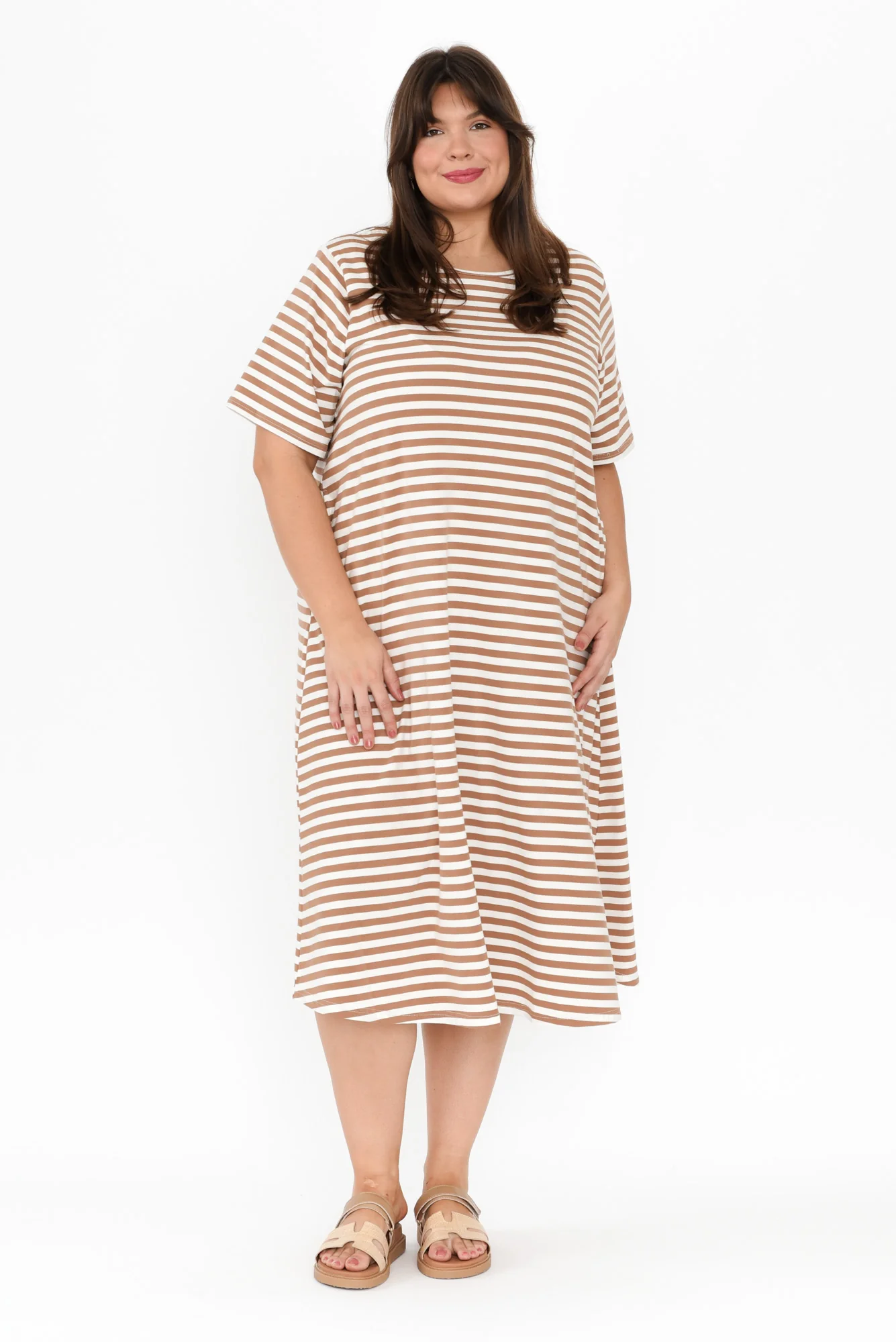 Bronte Natural Stripe Cotton Tee Dress