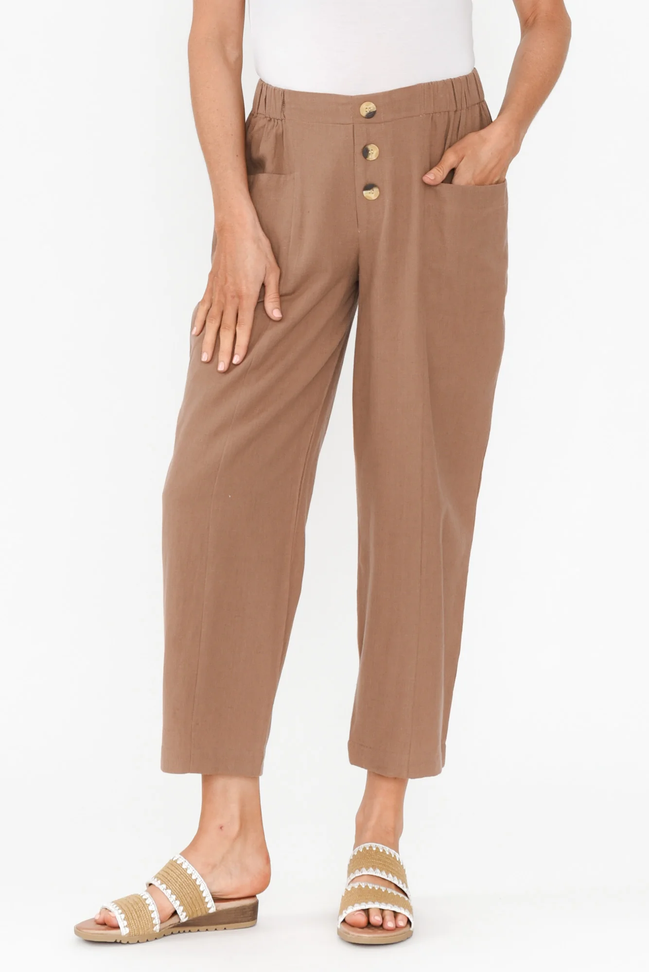 Akemi Mocha Cotton Blend Pocket Pants
