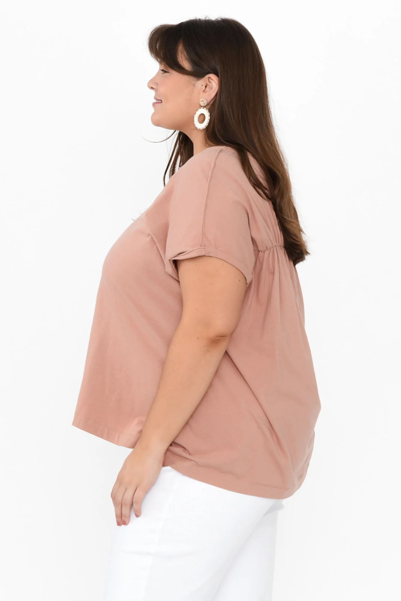 Anabeth Beige Cotton Swing Top