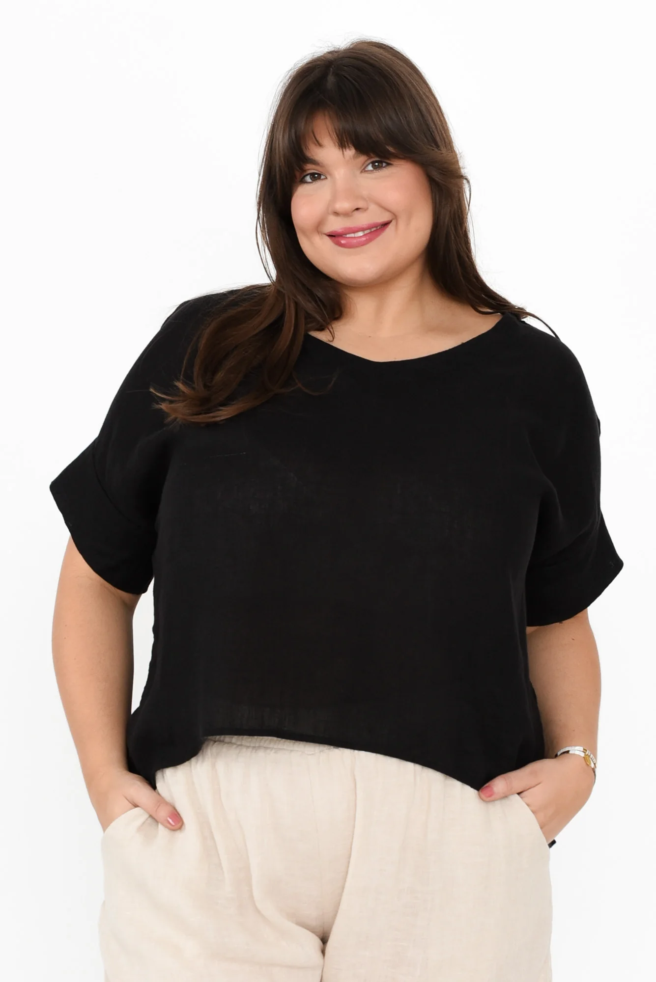 Kiro Black Linen Top