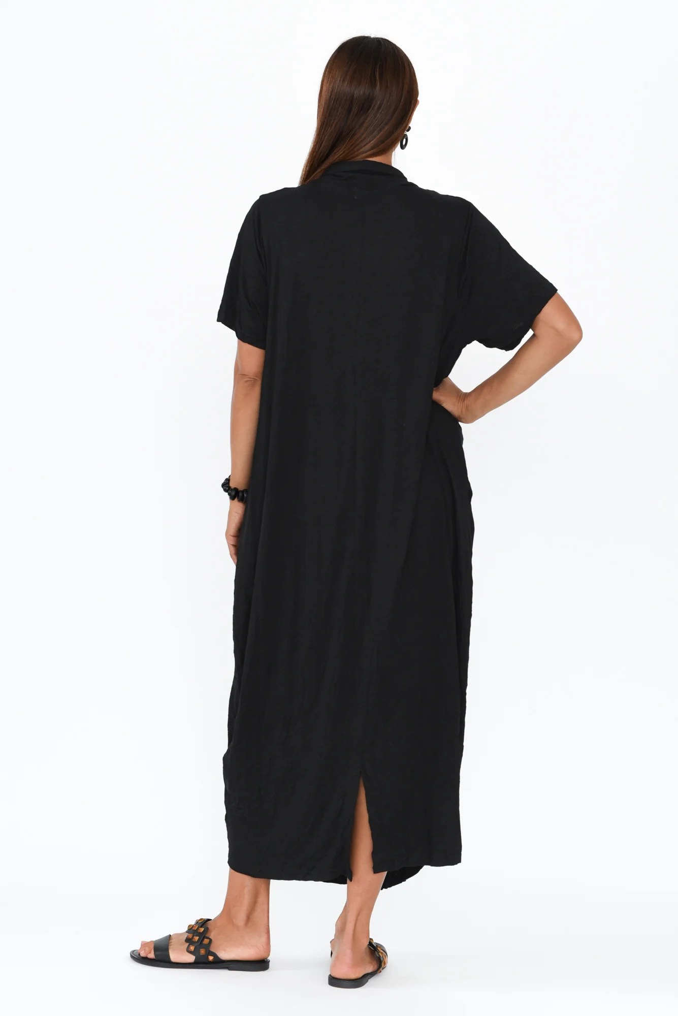 Kensley Black Crossover Cotton Dress