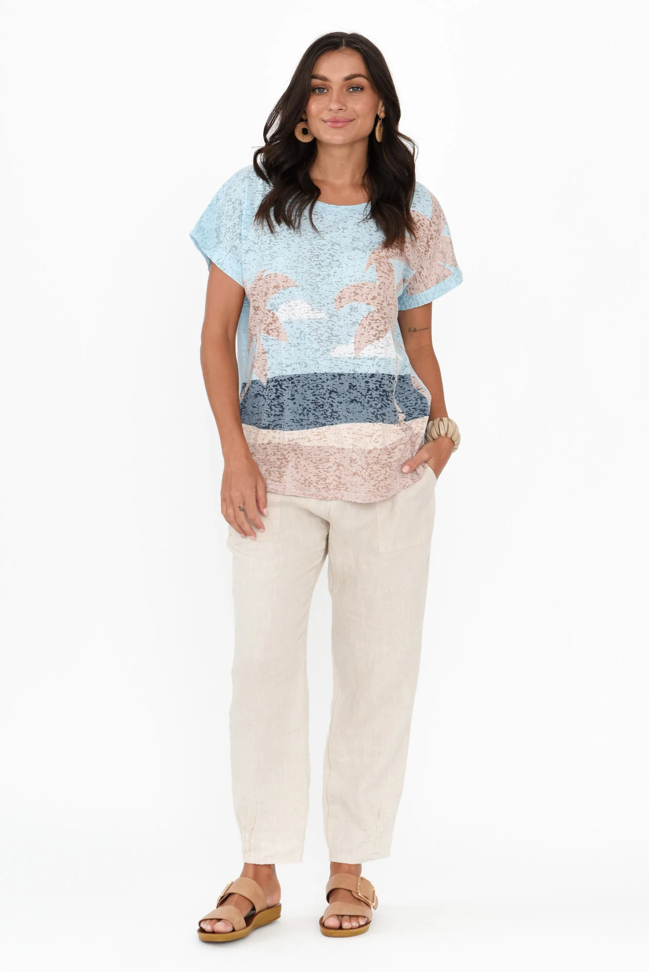 Lawley Blue Palm Cotton Blend Tee