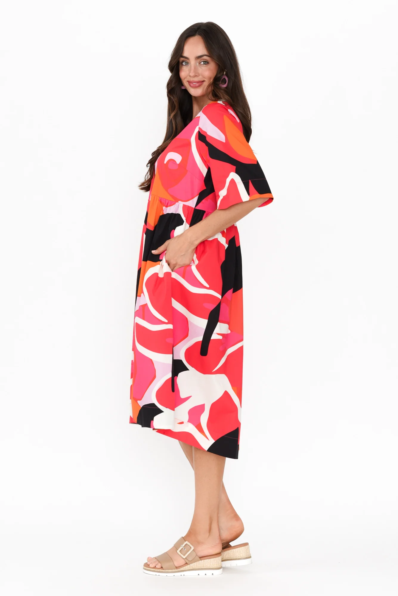 Brightside Pink Abstract Cotton Dress