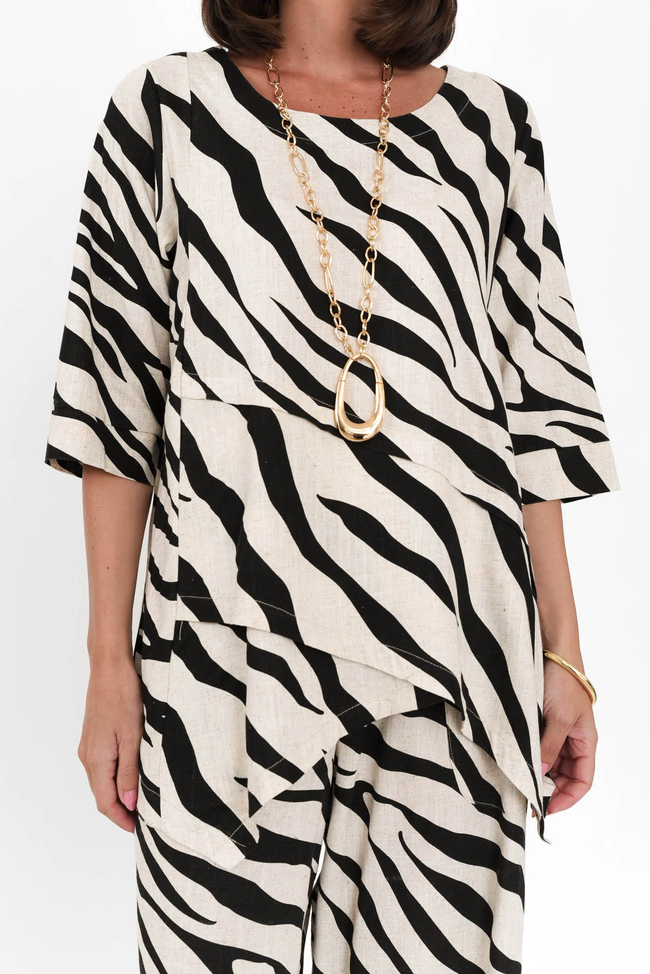 Anya Black Zebra Linen Cotton Top