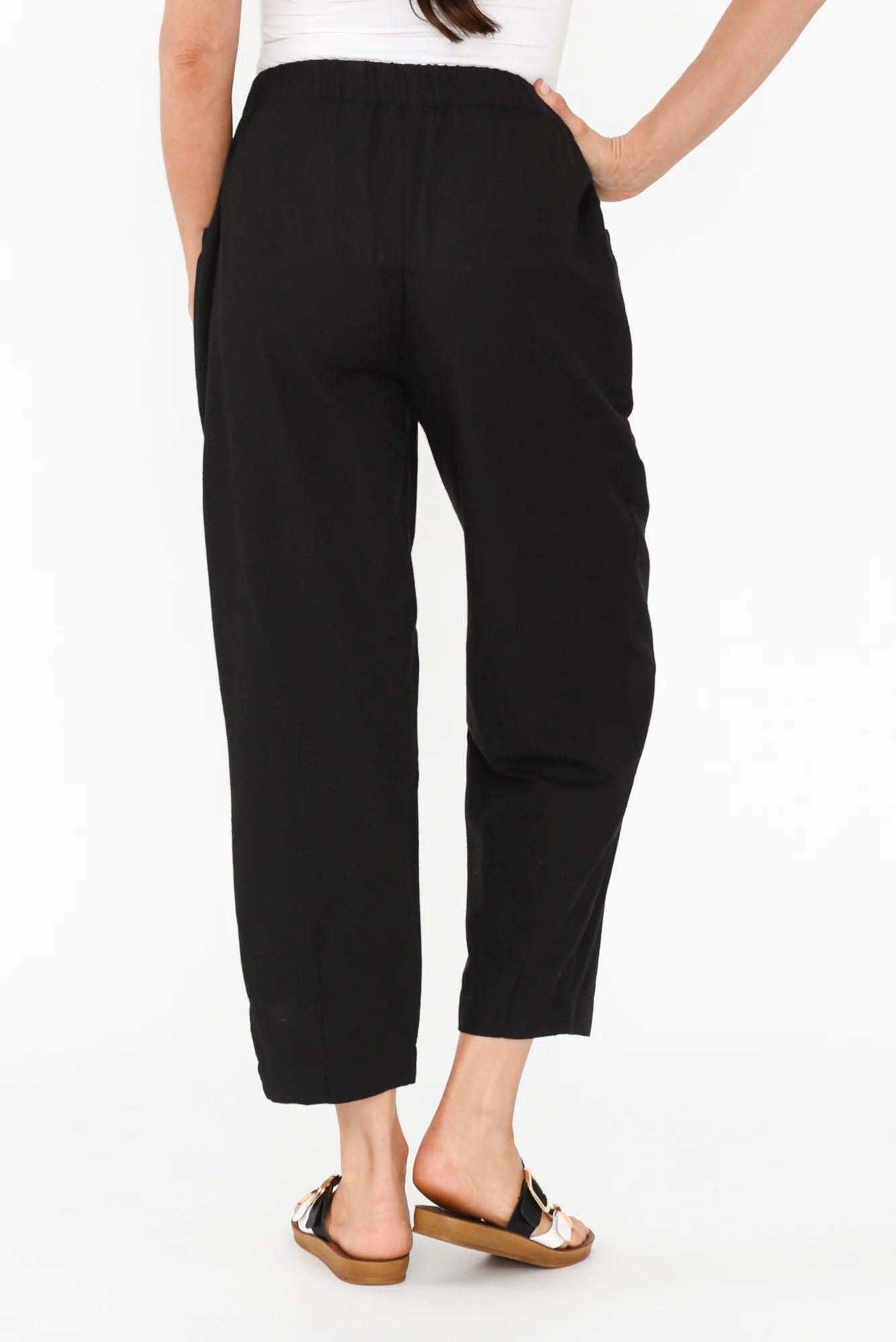 Akemi Black Cotton Blend Pocket Pants