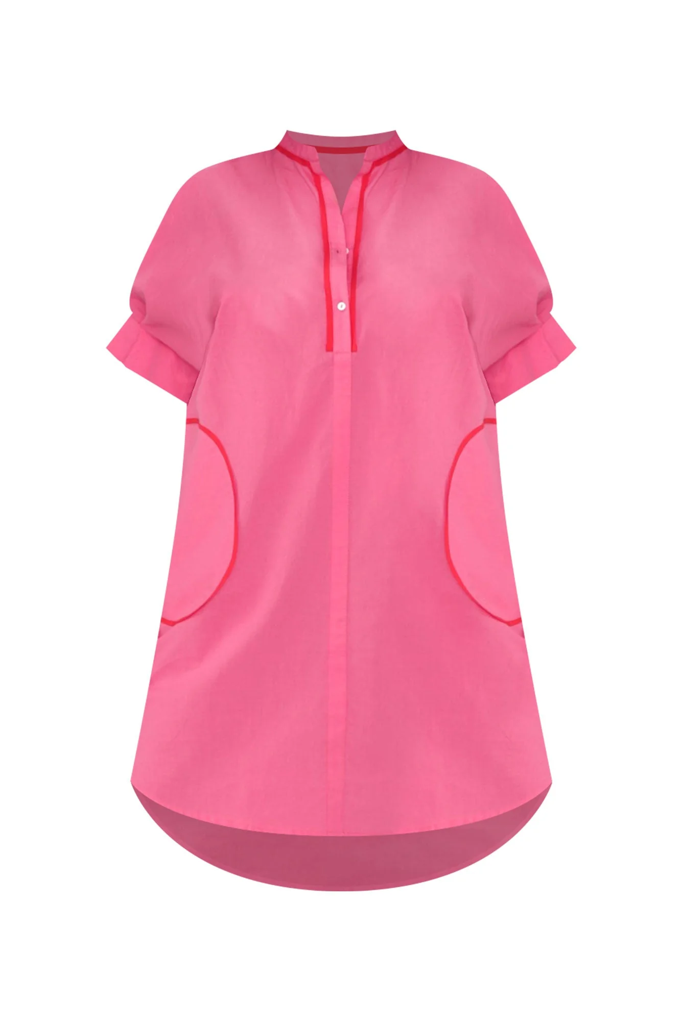 Ellen Pink Contrast Cotton Poplin Dress