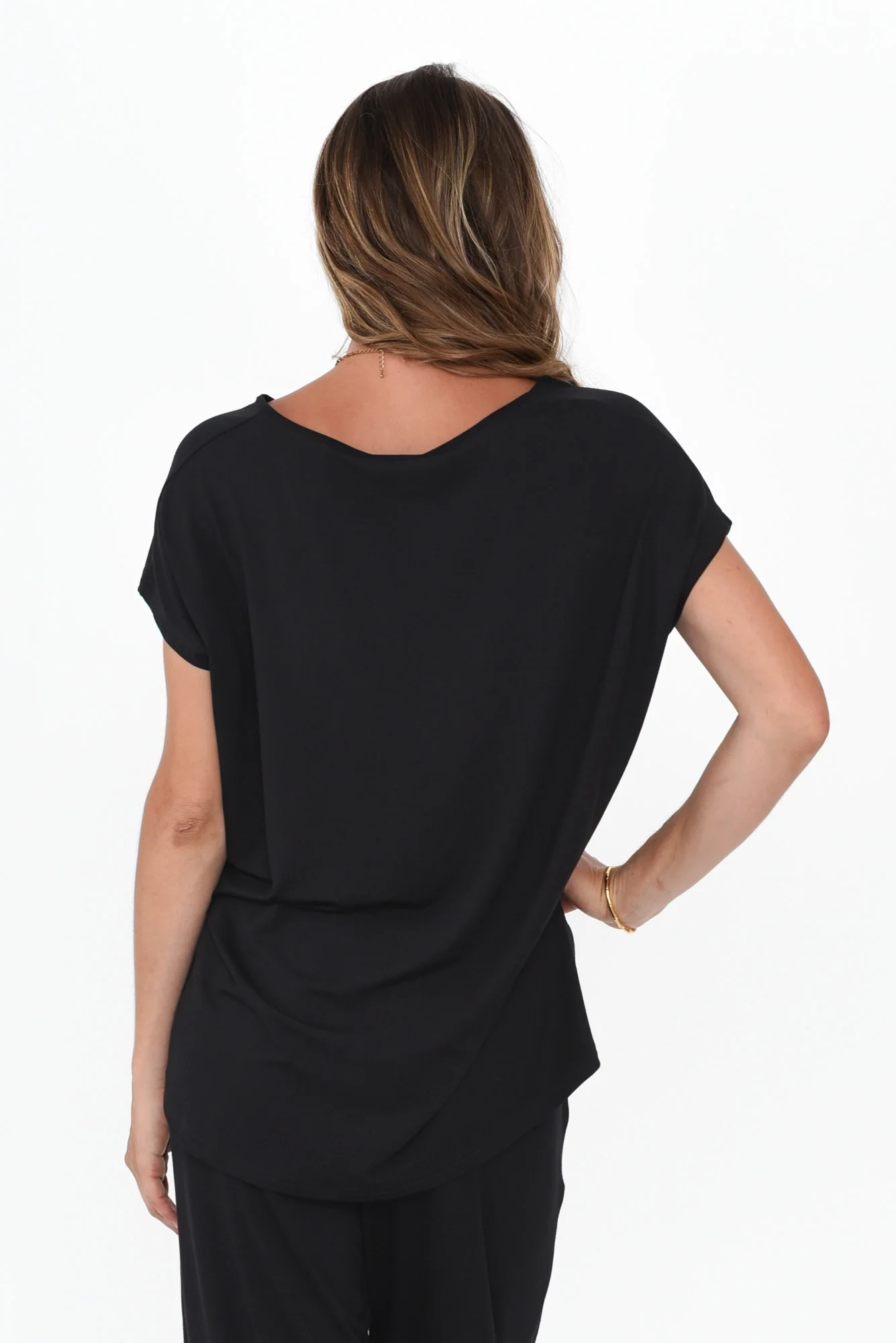 Jenner Black V Neck Tee