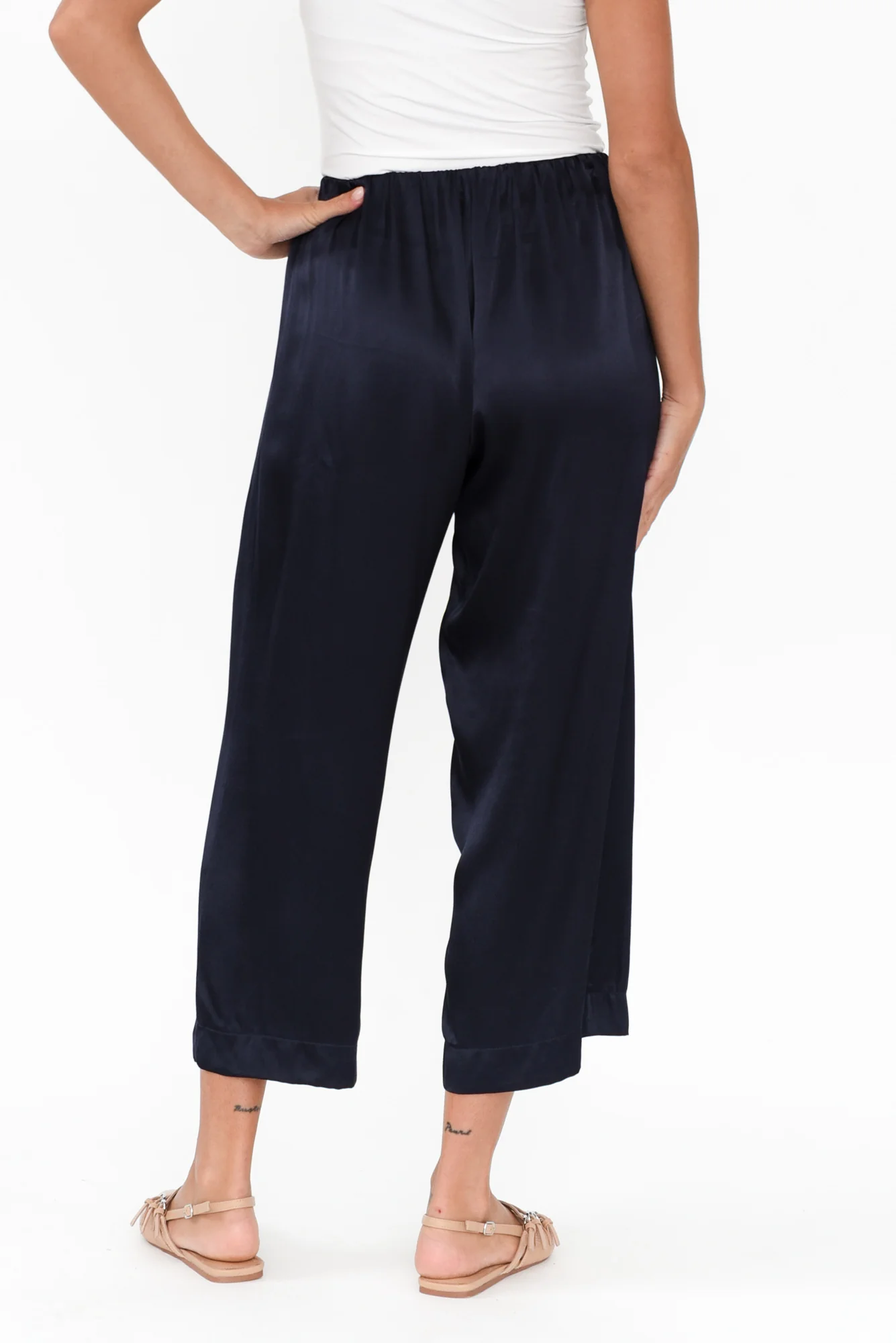 Athens Navy Satin Pants
