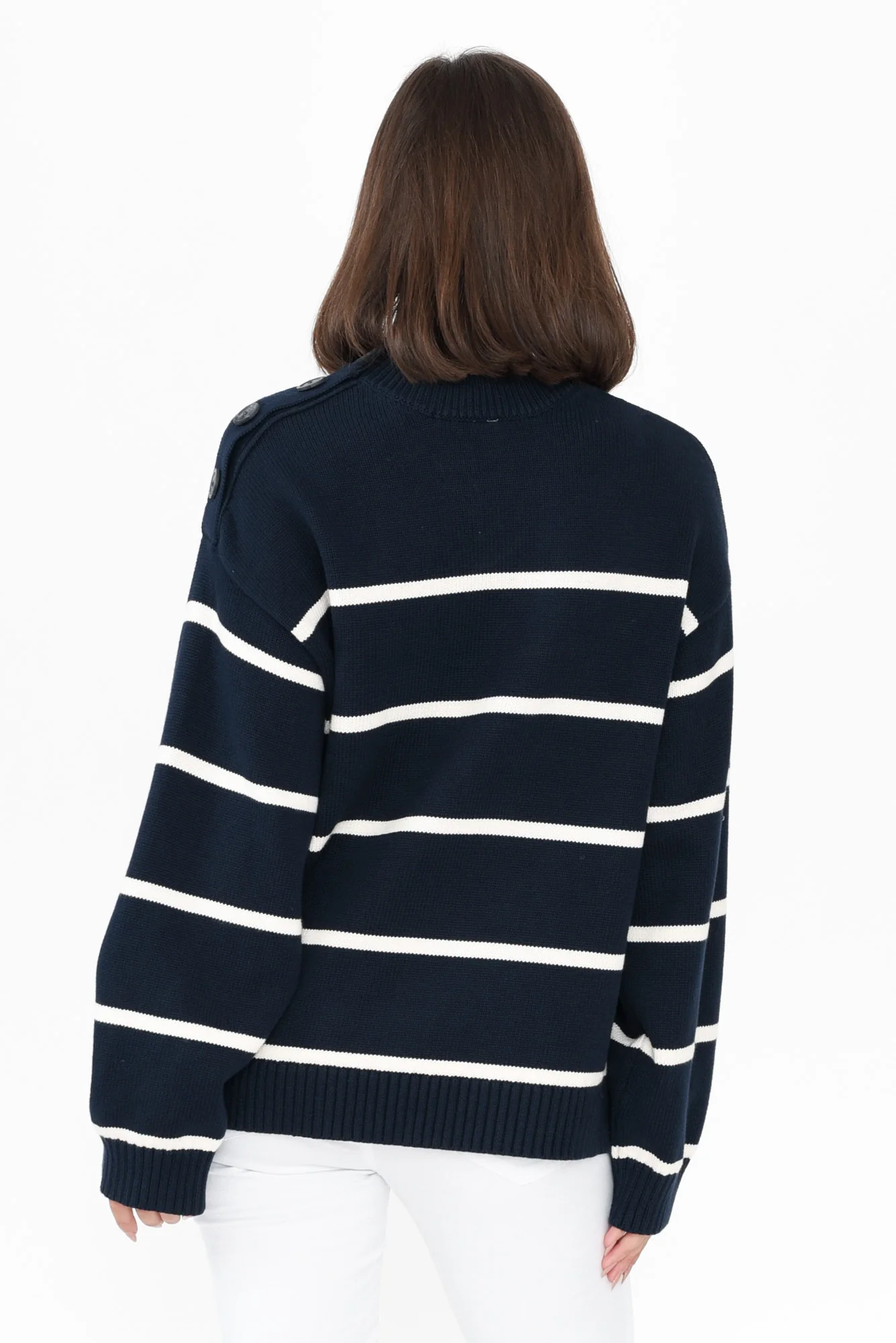 Iris Navy Stripe Cotton Knit Jumper