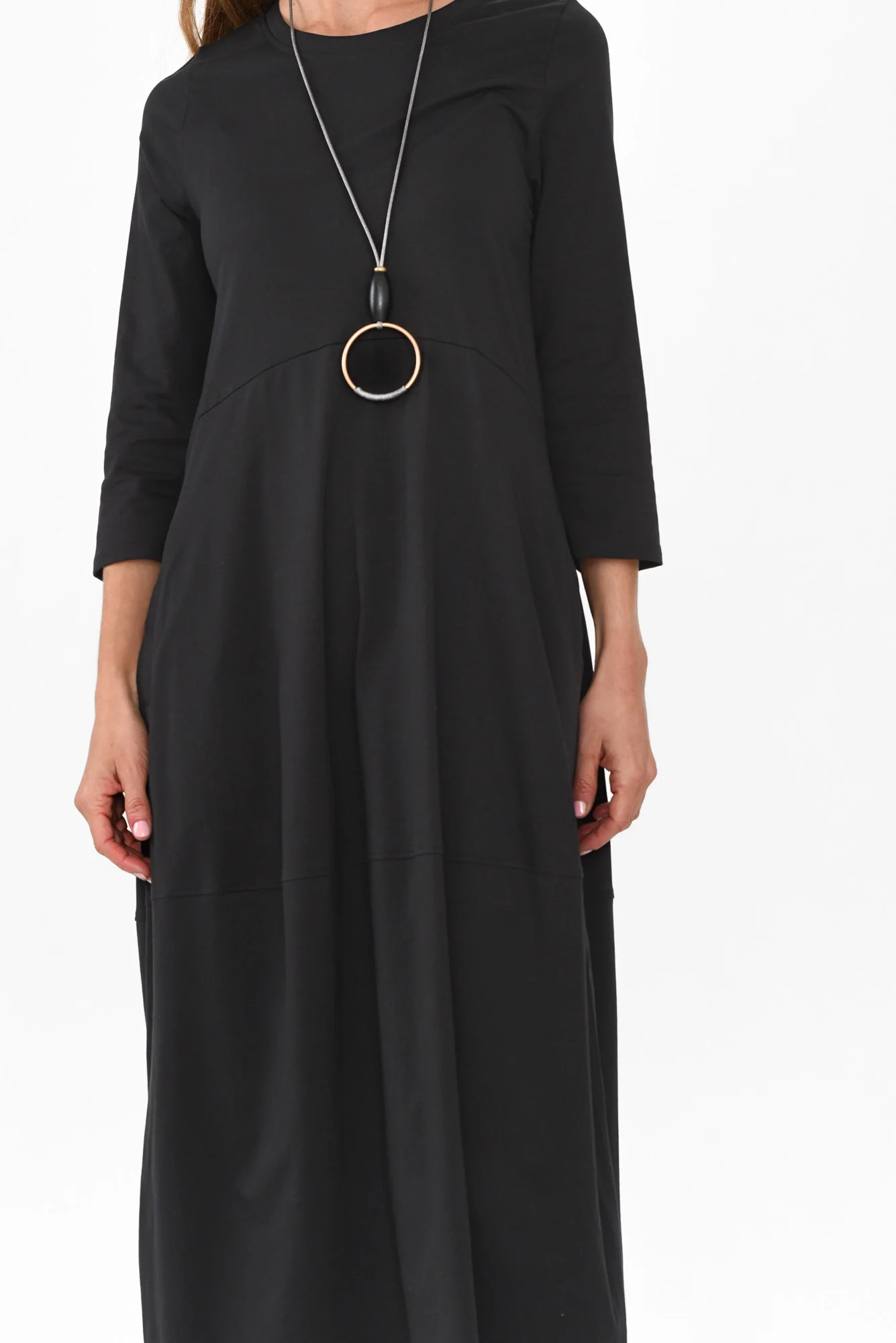 Marlyn Black Cotton Blend Balloon Dress