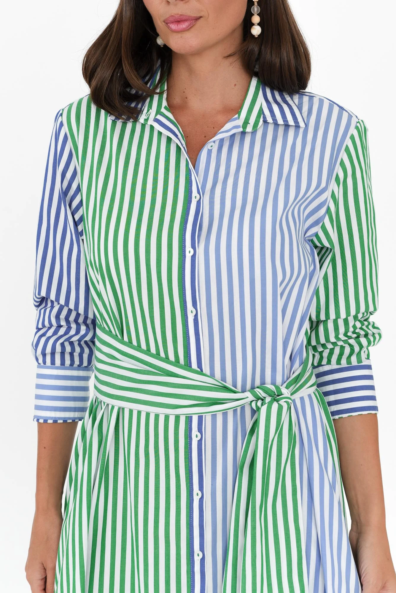 Luna Blue Stripe Cotton Shirt Dress