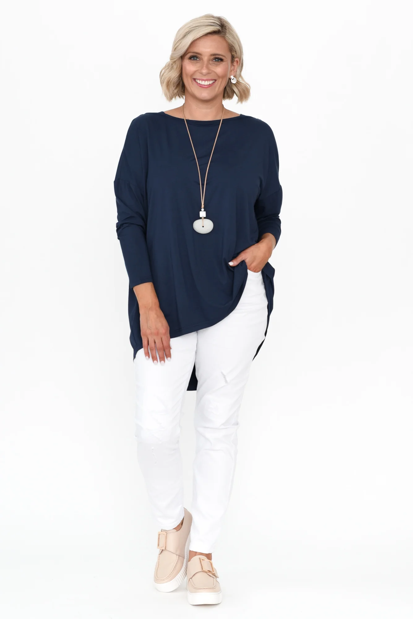 Anakin Navy Hi Lo Bamboo Top