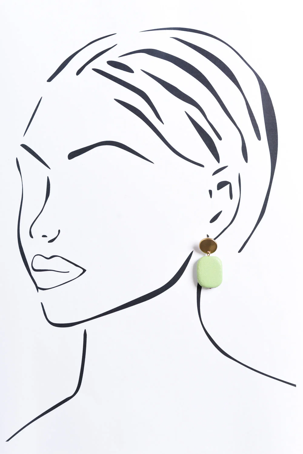 Ariel Sage Green Rectangle Drop Earrings
