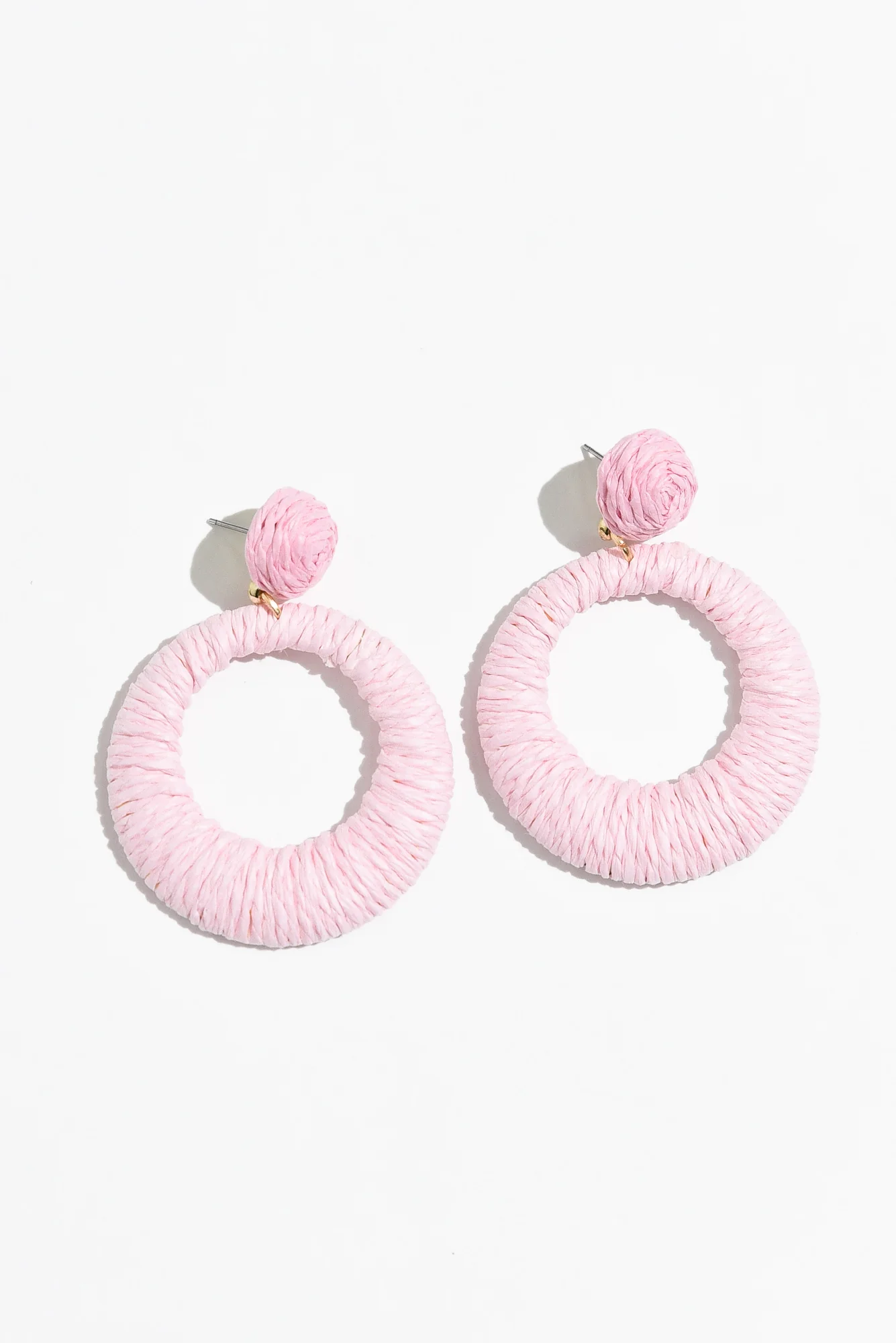 Aveta Pink Rattan Disc Earrings