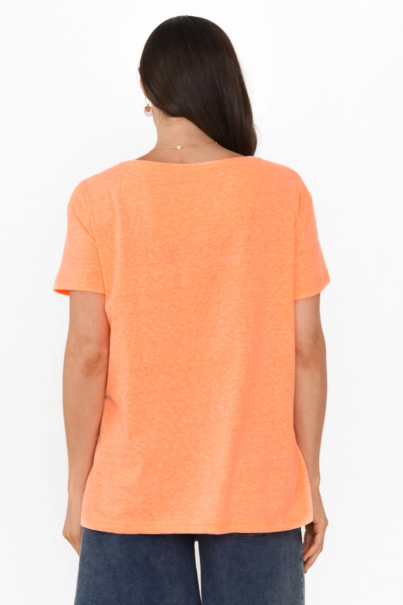 Anisha Orange Palm Cotton Blend Tee
