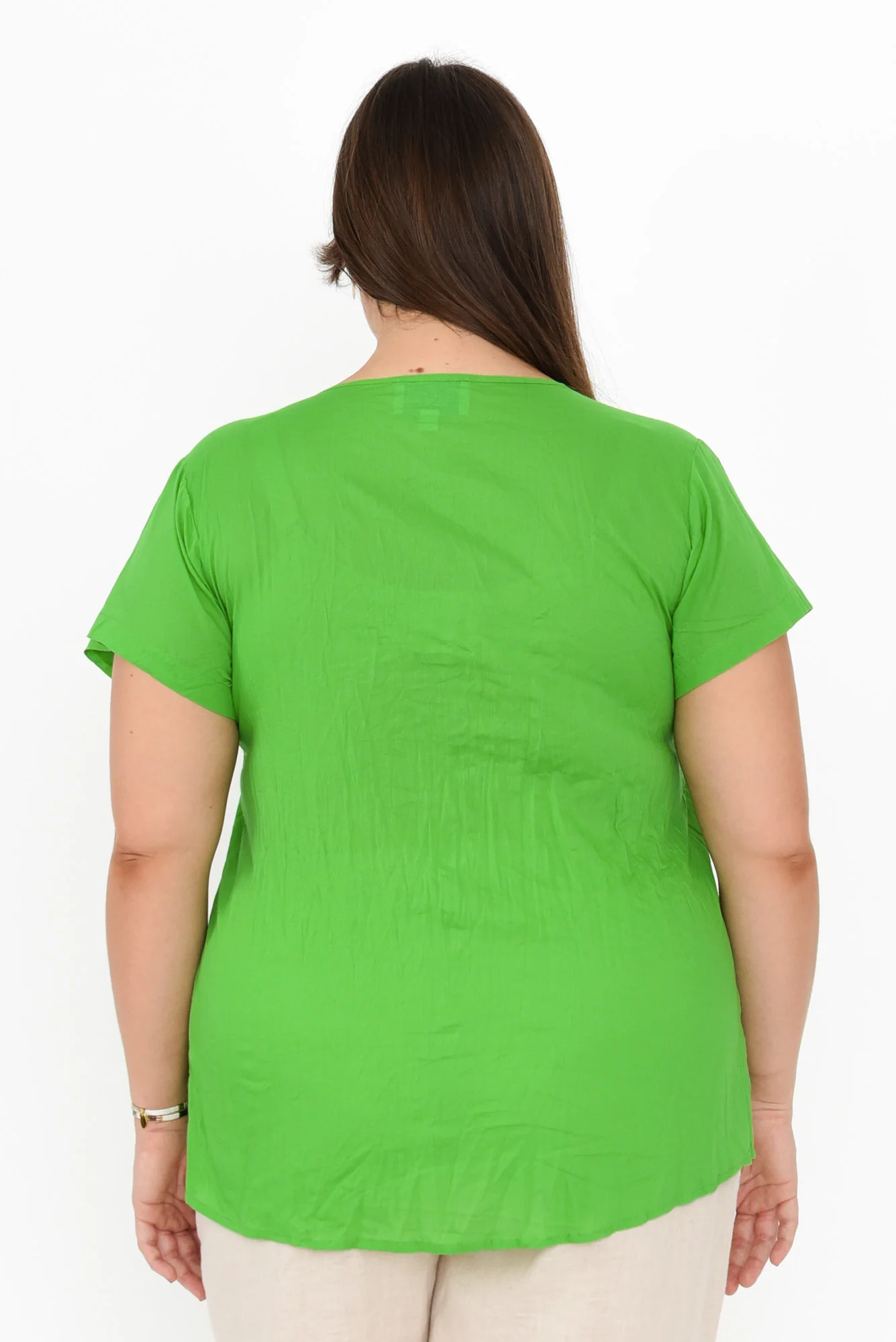 Fia Lime Crinkle Cotton Top