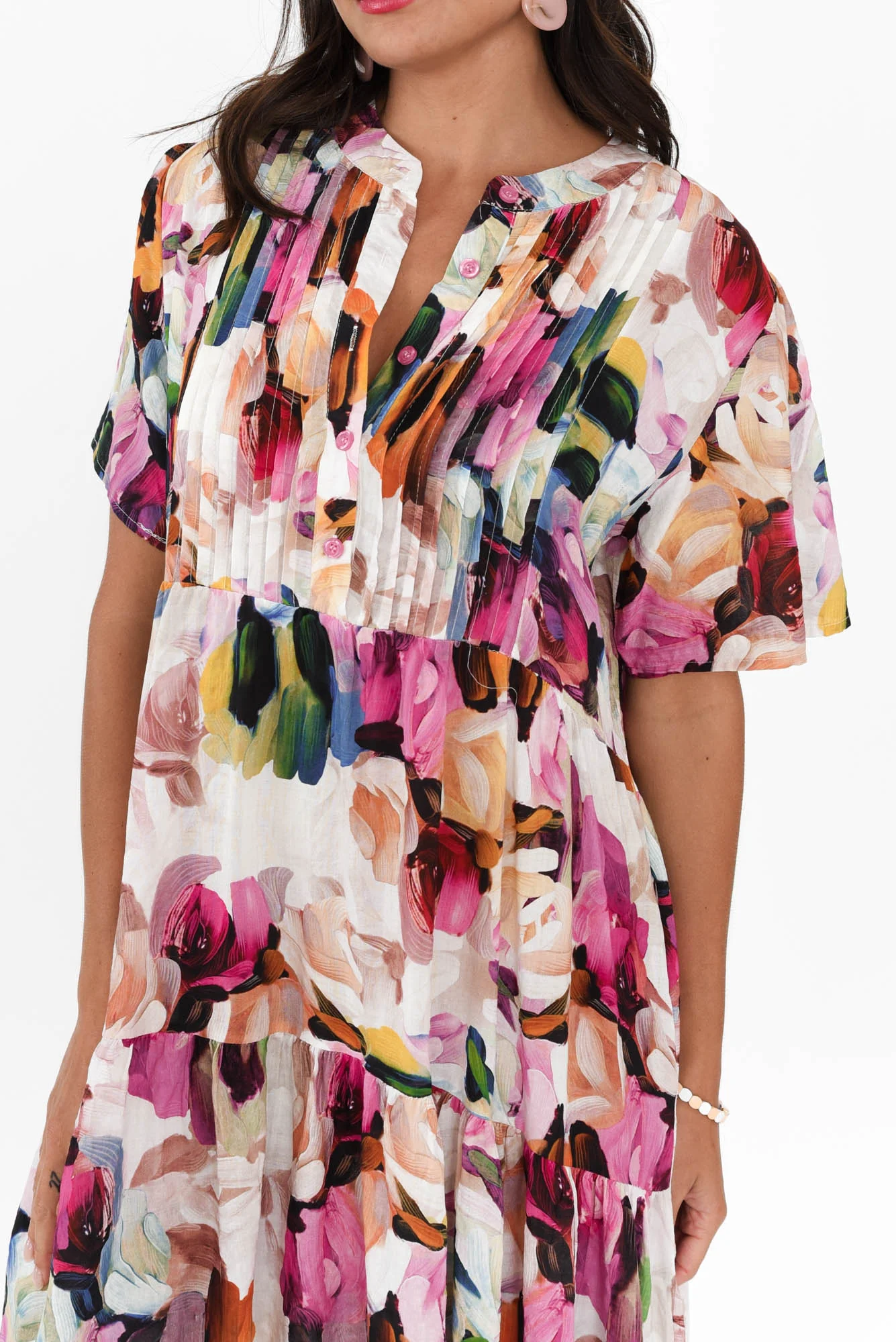 Dora Purple Floral Pleated Dress