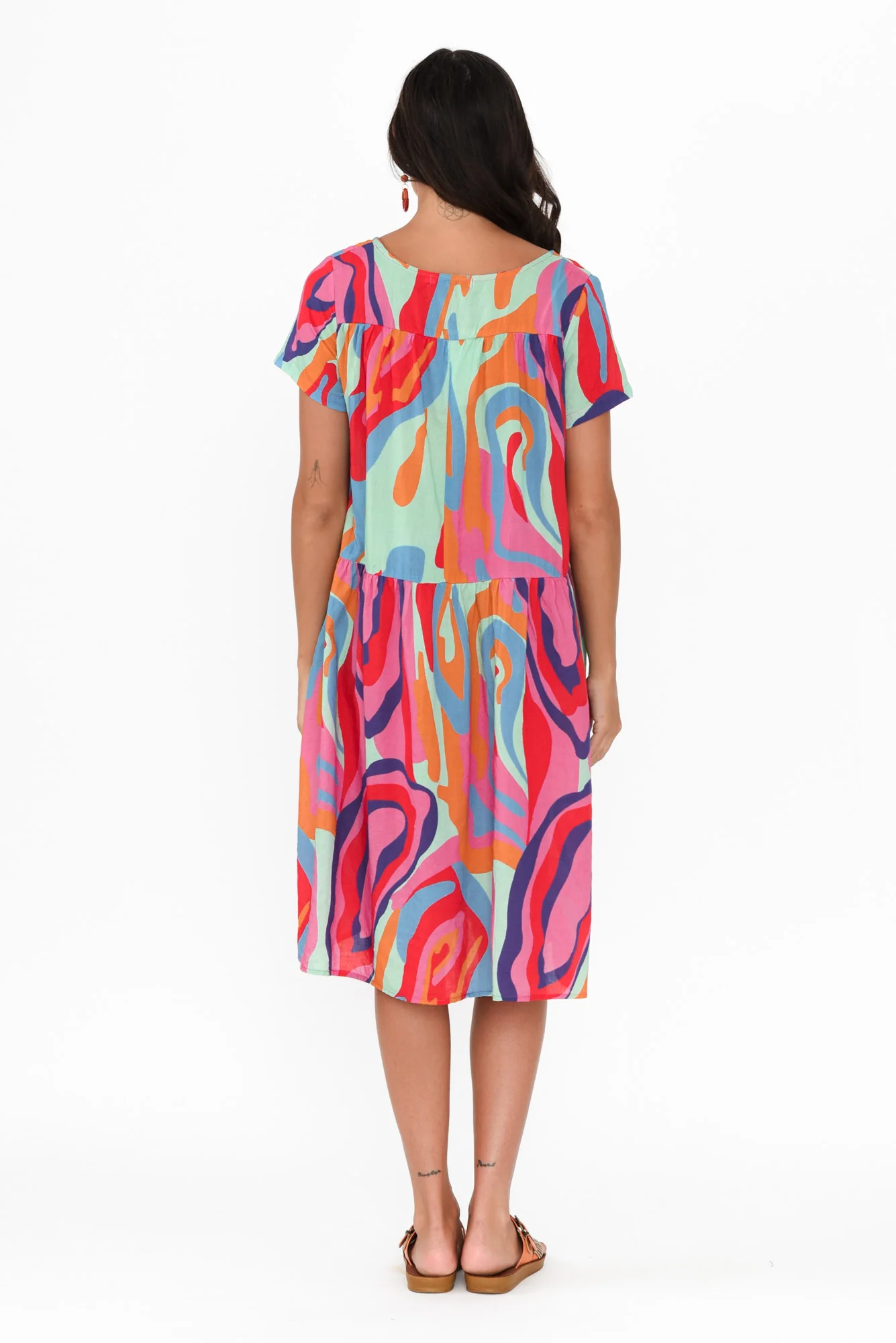 Hanoi Pink Swirl Cotton Blend Dress