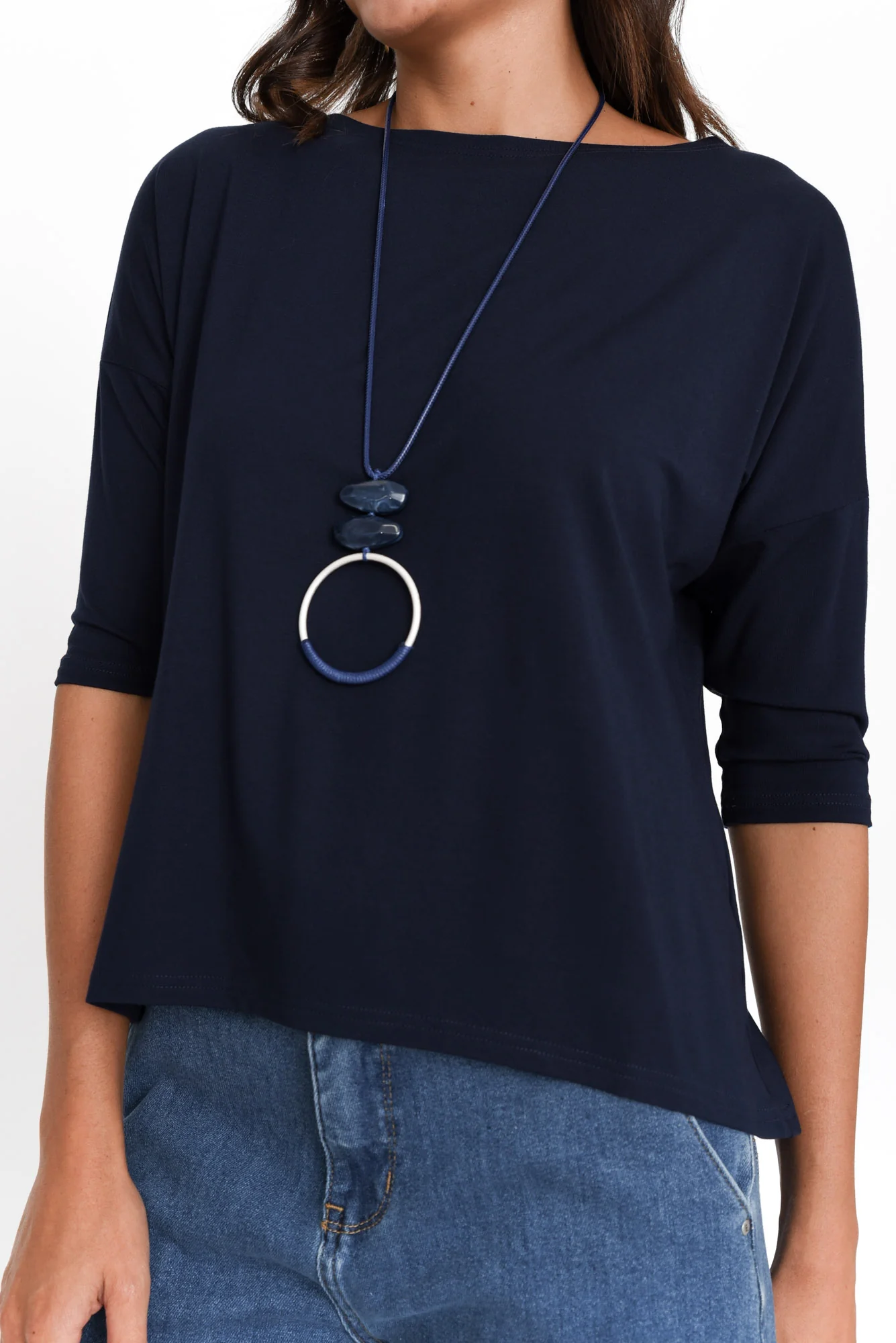 Camila Navy Bamboo Top