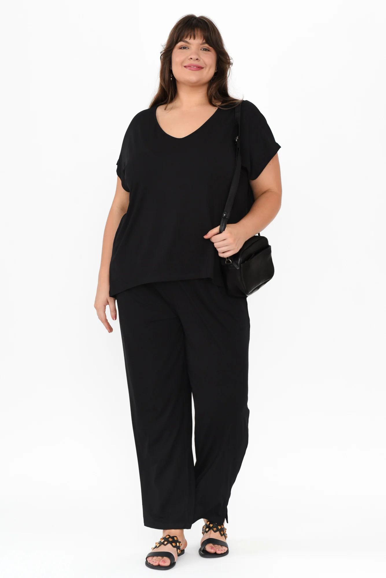 Jenner Black V Neck Tee