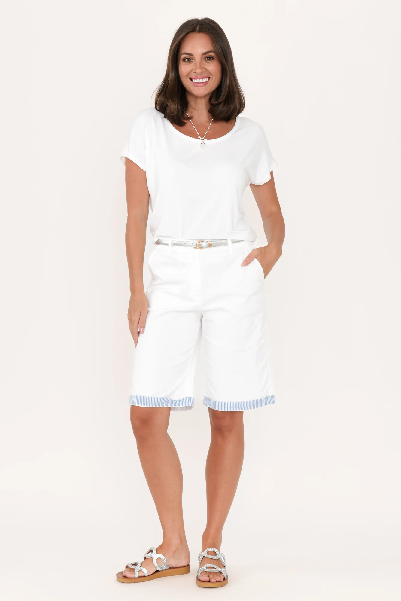 Charlie White Trim Cotton Shorts