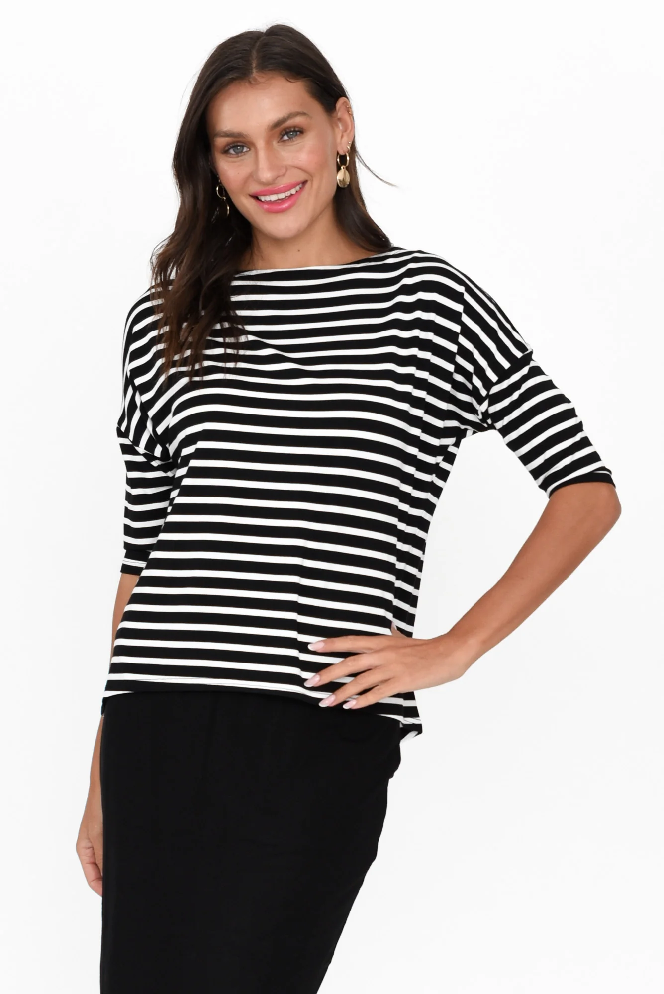 Camila Black Stripe Bamboo Top