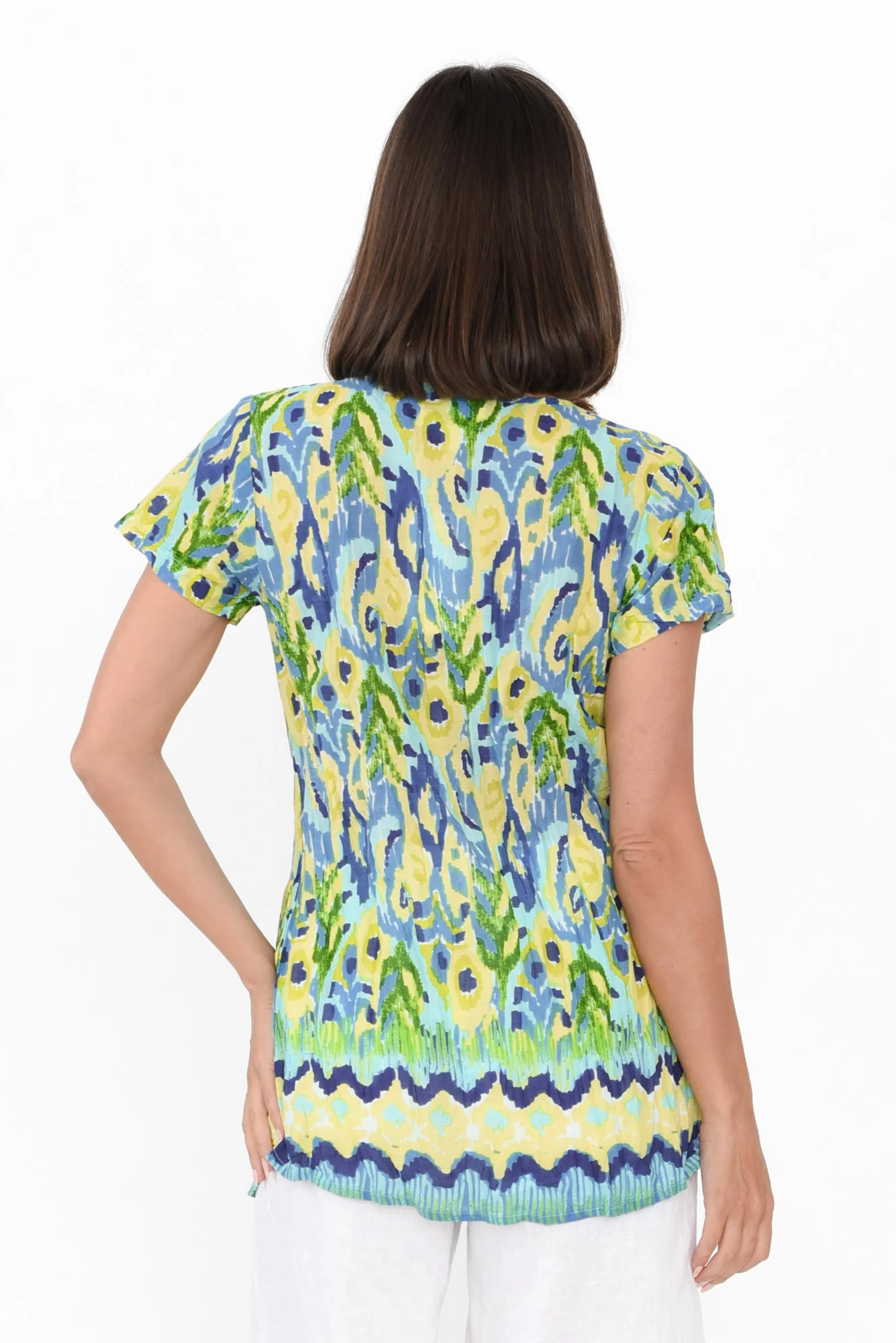 Fia Aqua Garden Crinkle Cotton Top