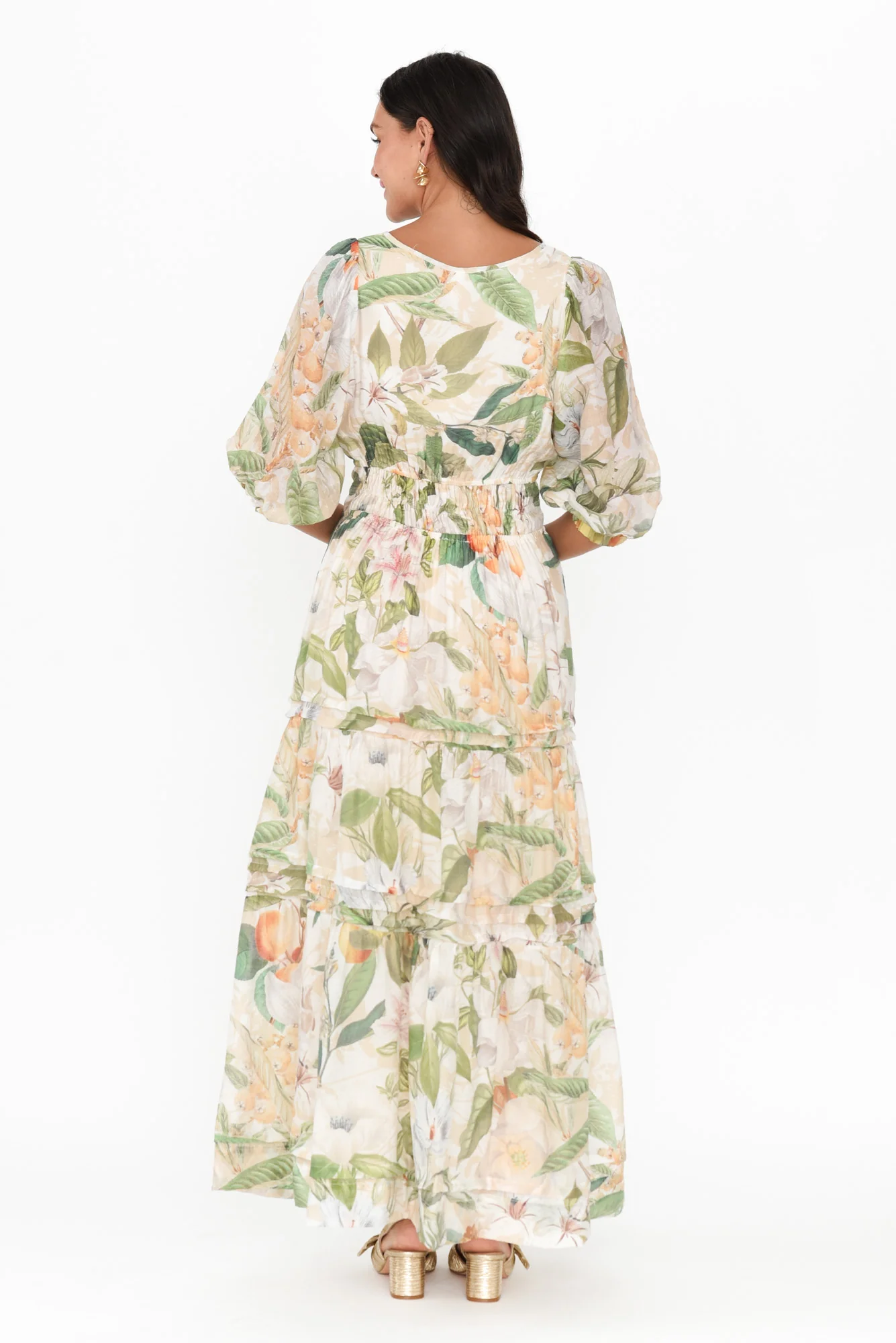 Eliana Natural Floral Tiered Dress