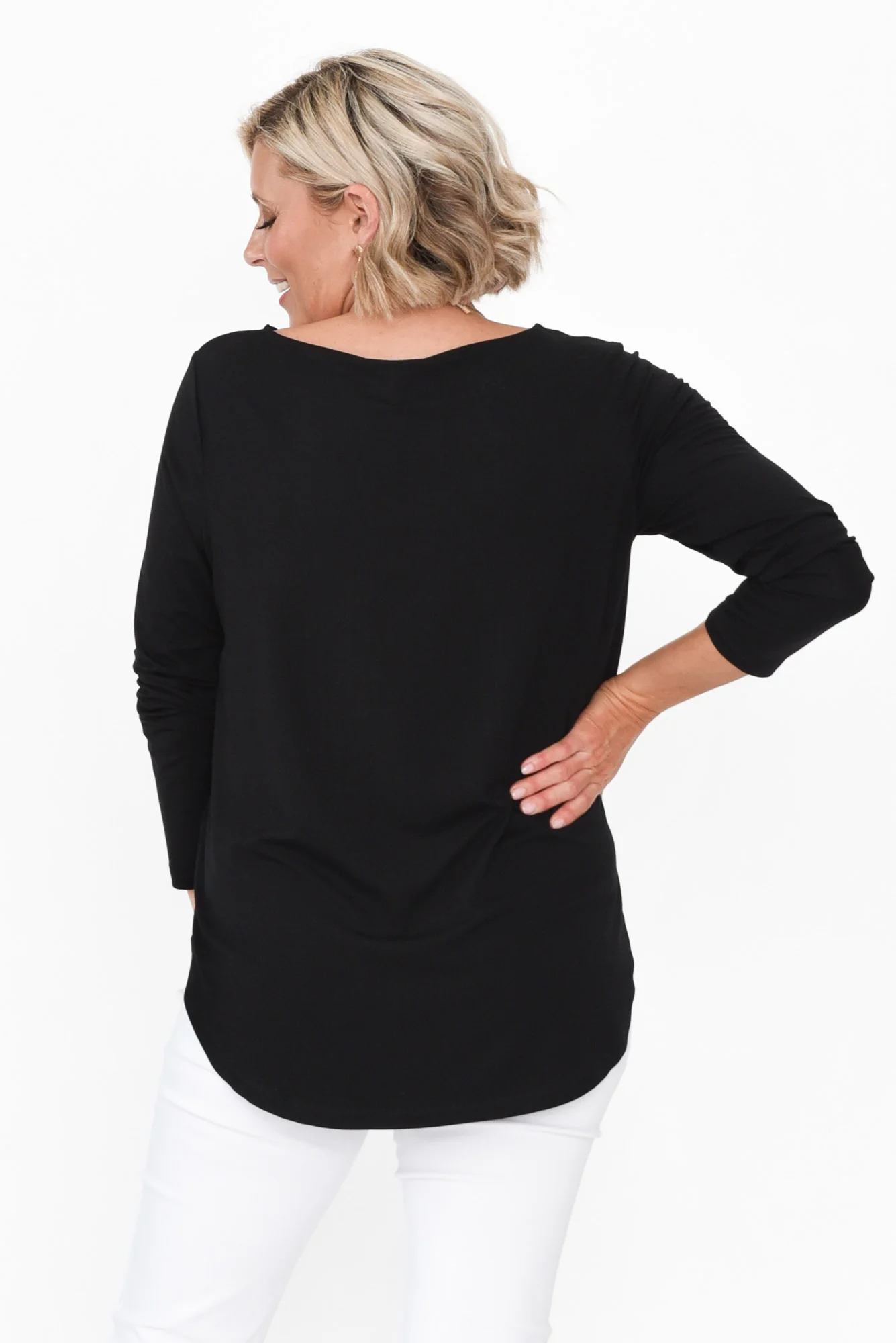 Adele Black Long Sleeve Bamboo Tee