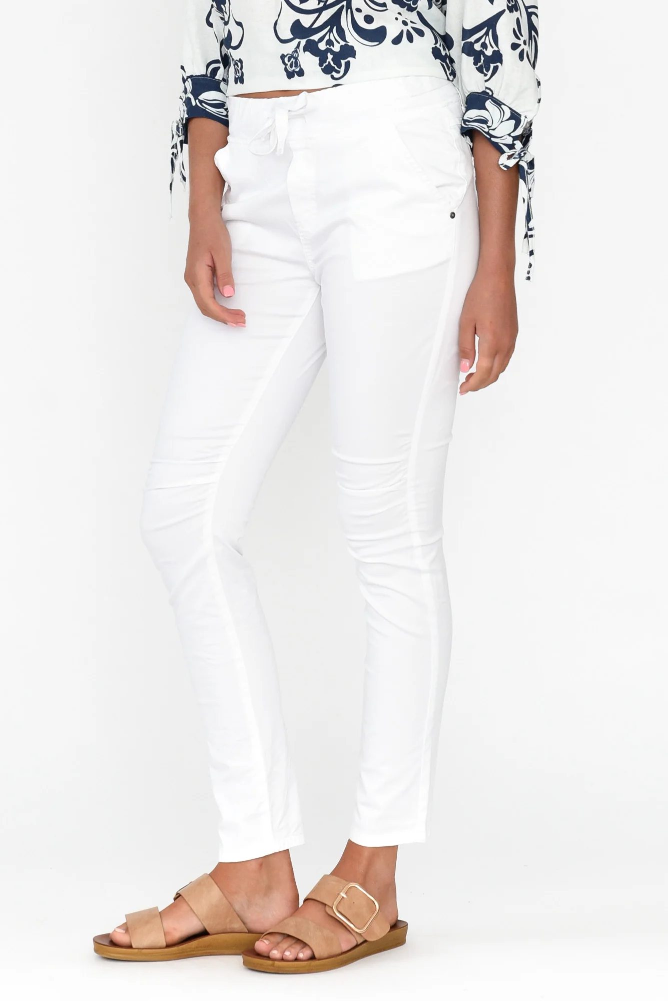 Ida White Cotton Stretch Pants