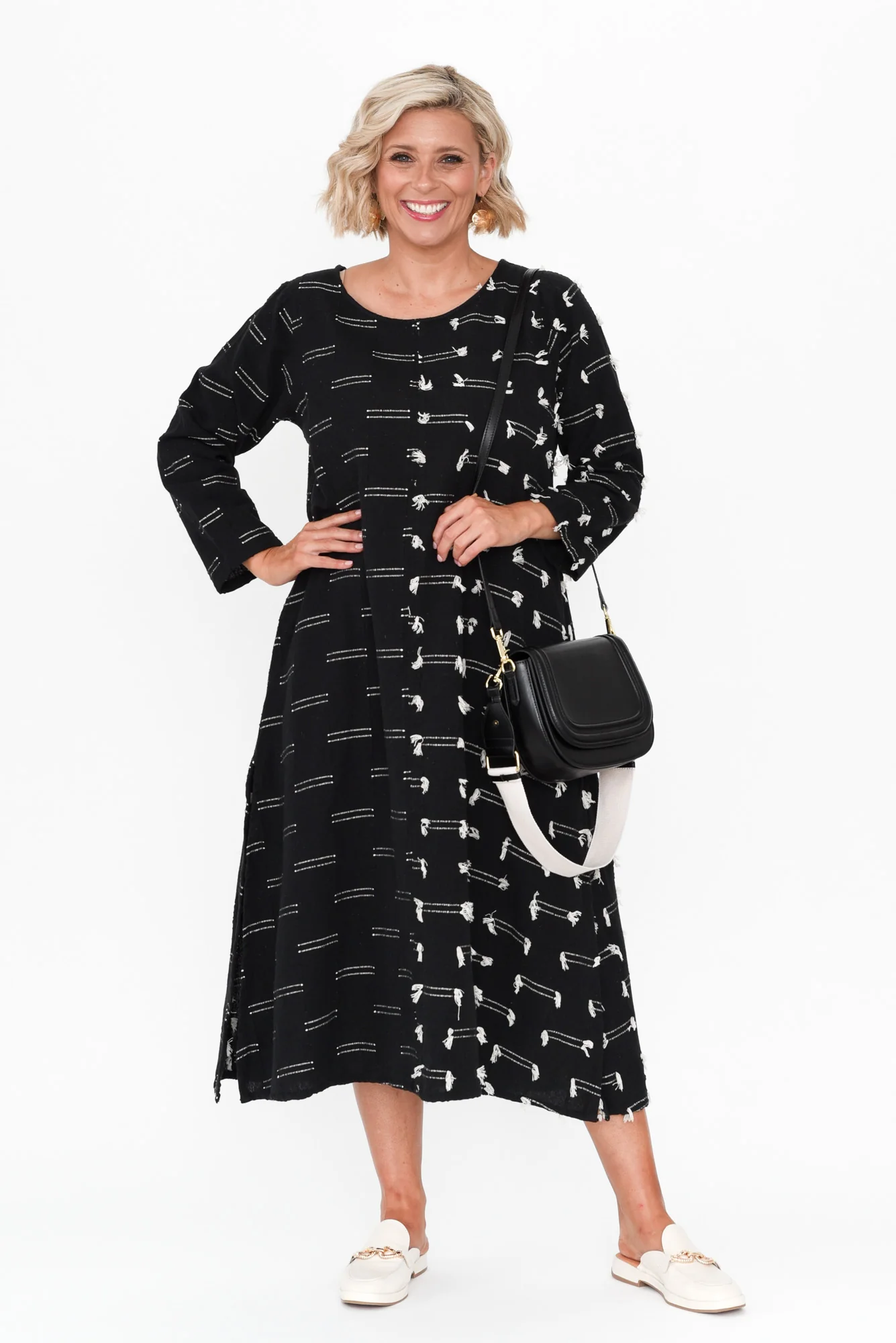 Ilaria Black Dash Cotton Dress