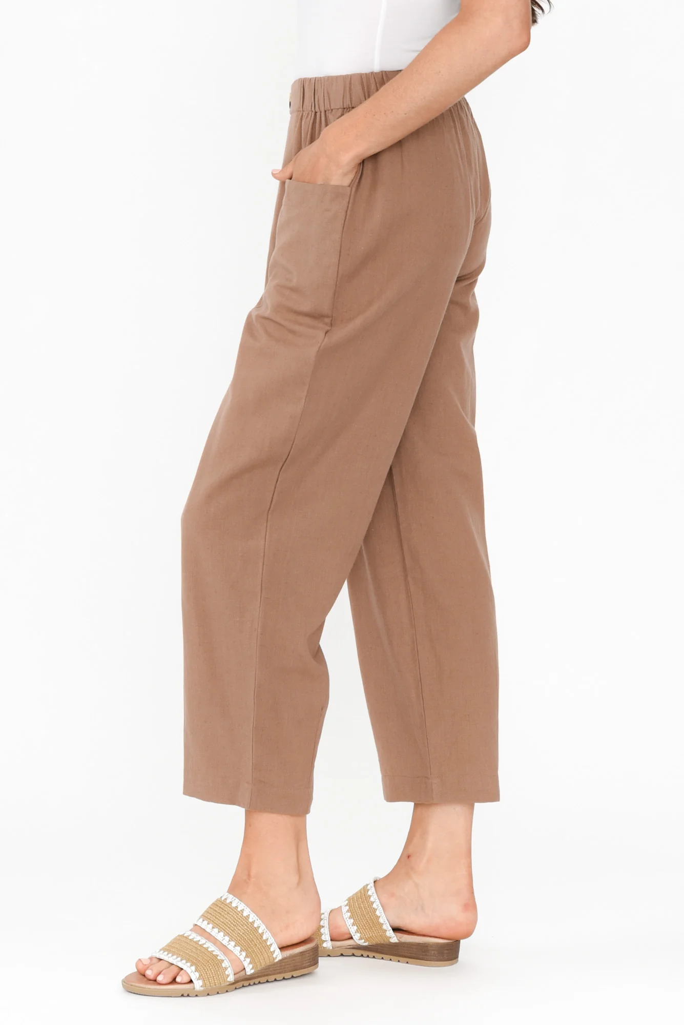 Akemi Mocha Cotton Blend Pocket Pants