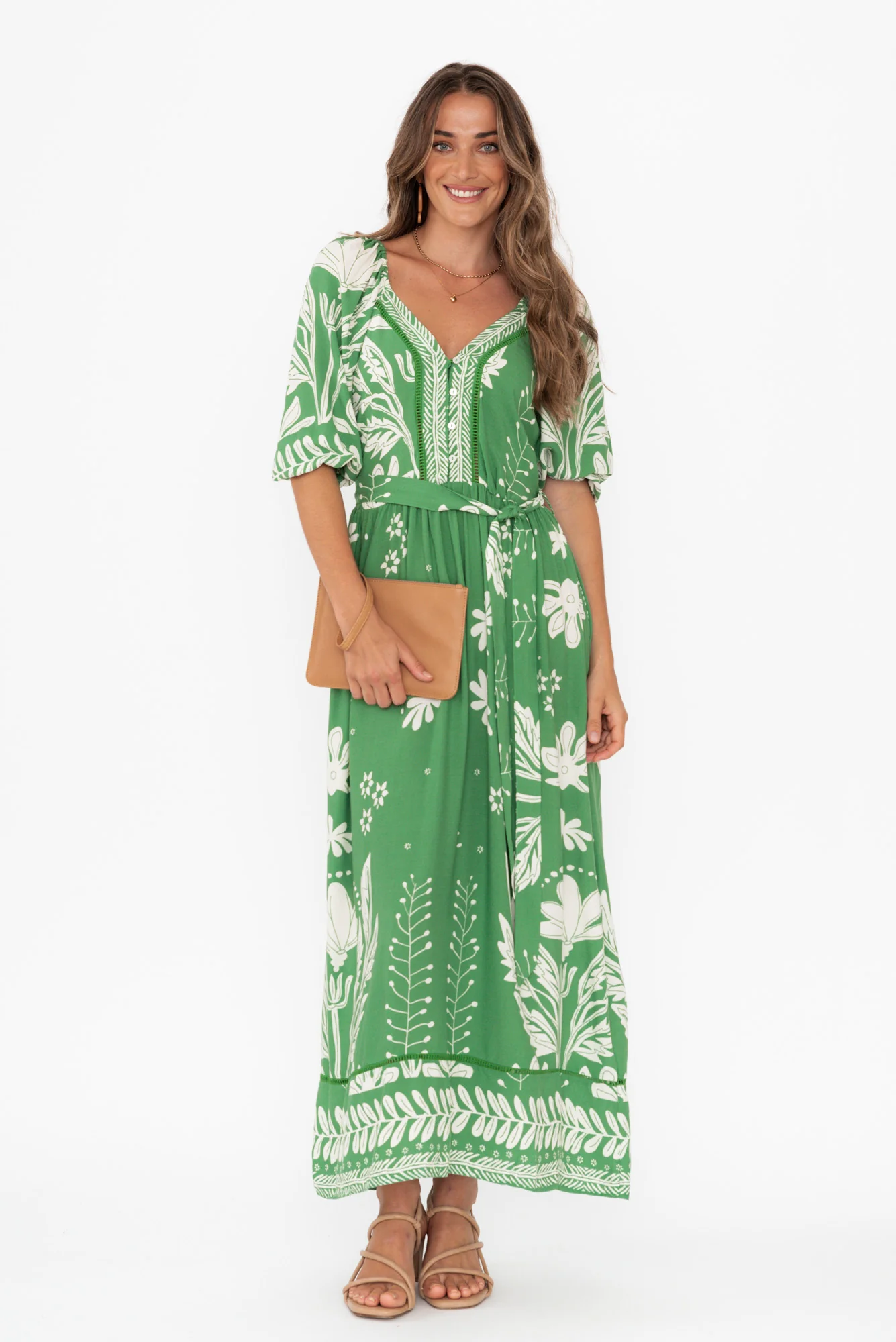 Lyndel Green Floral Tie Dress