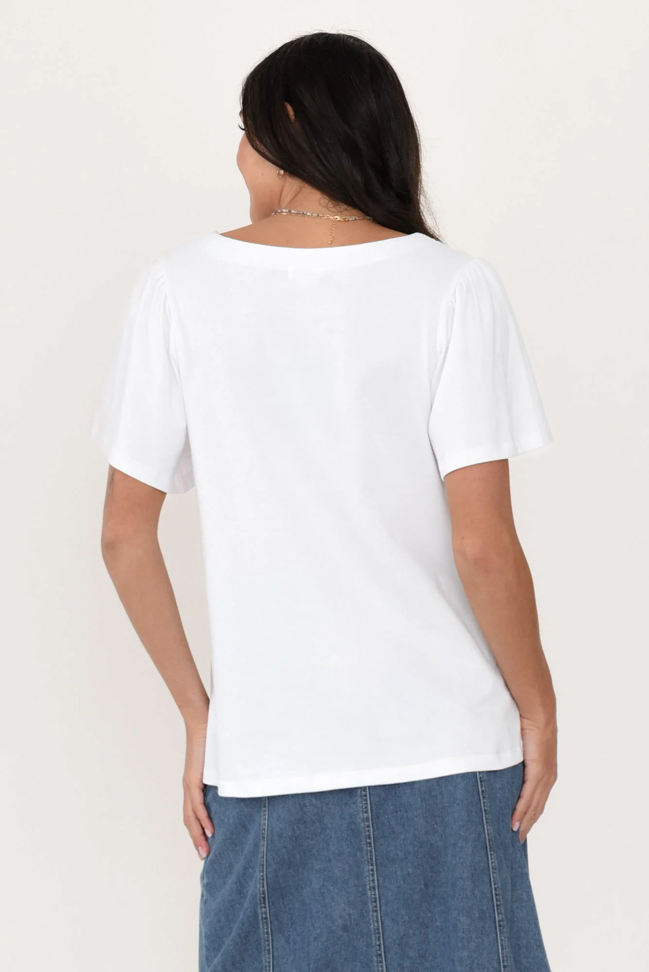 Calgary White Cotton Flutter Sleeve Top