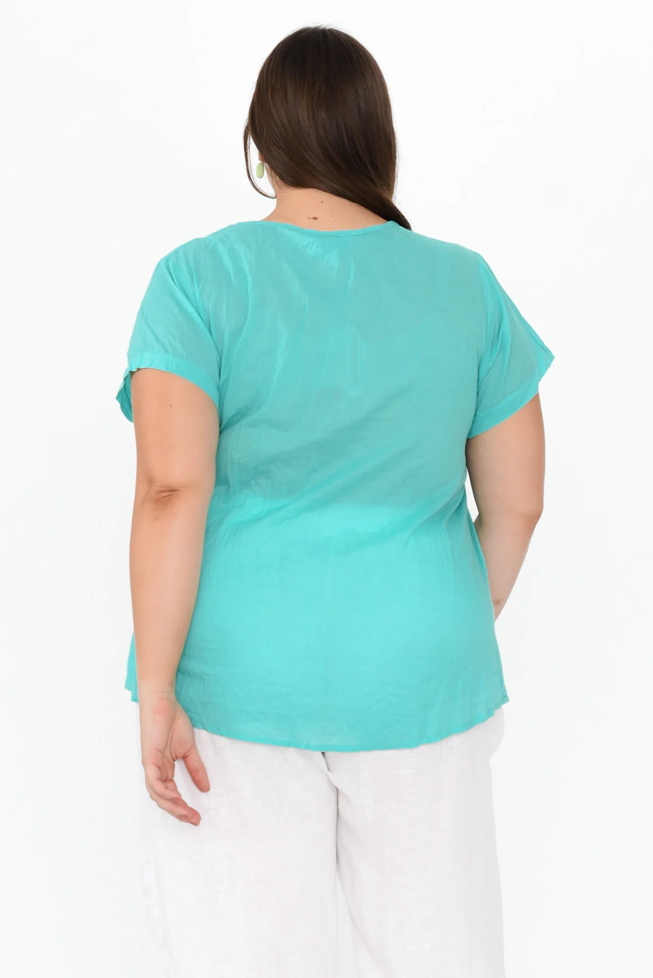 Fia Ice Blue Crinkle Cotton Top